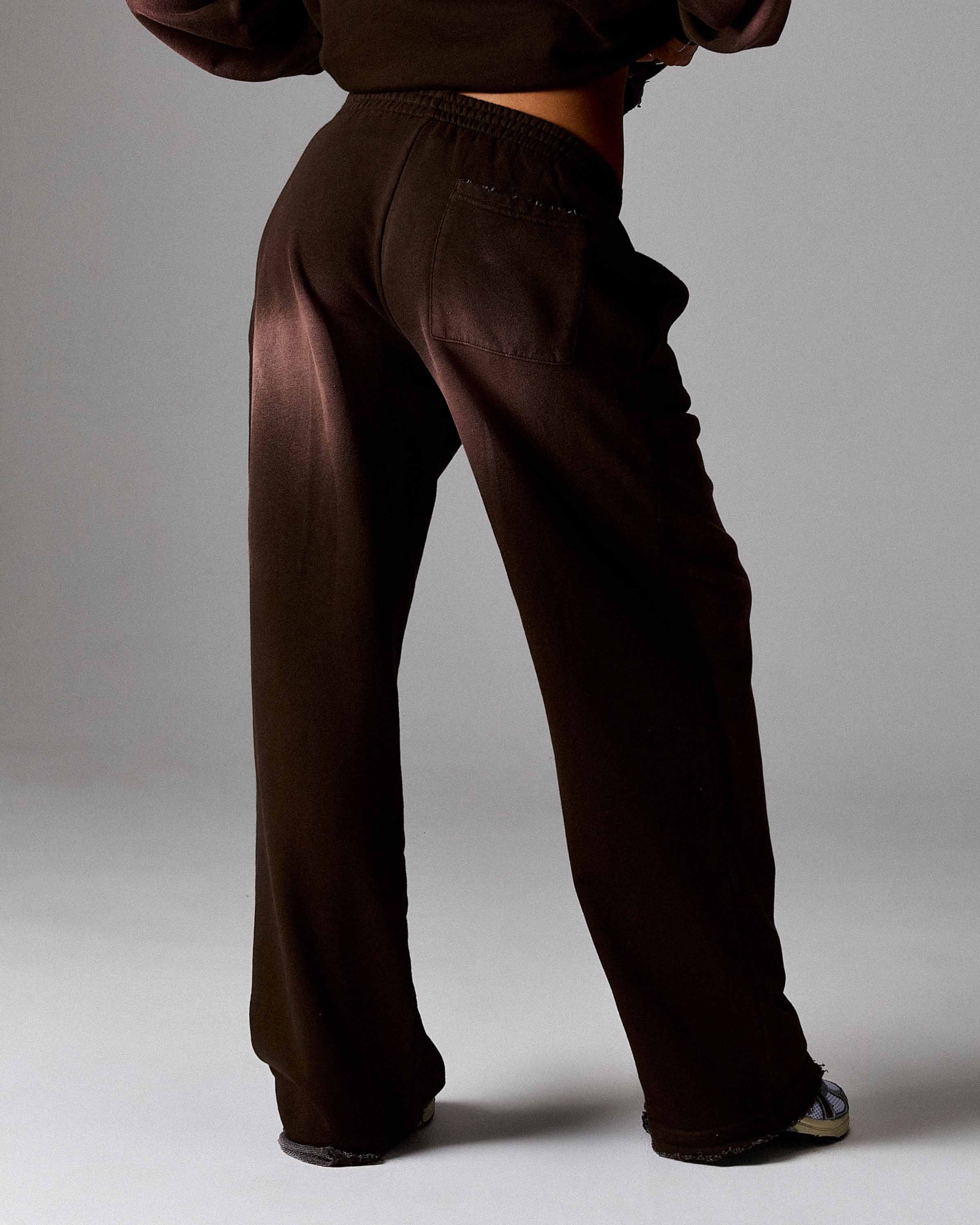 The Winner's Circle Amber Script Low Rise Oversized Wide Leg Joggers - Brown/Pink - Image 3