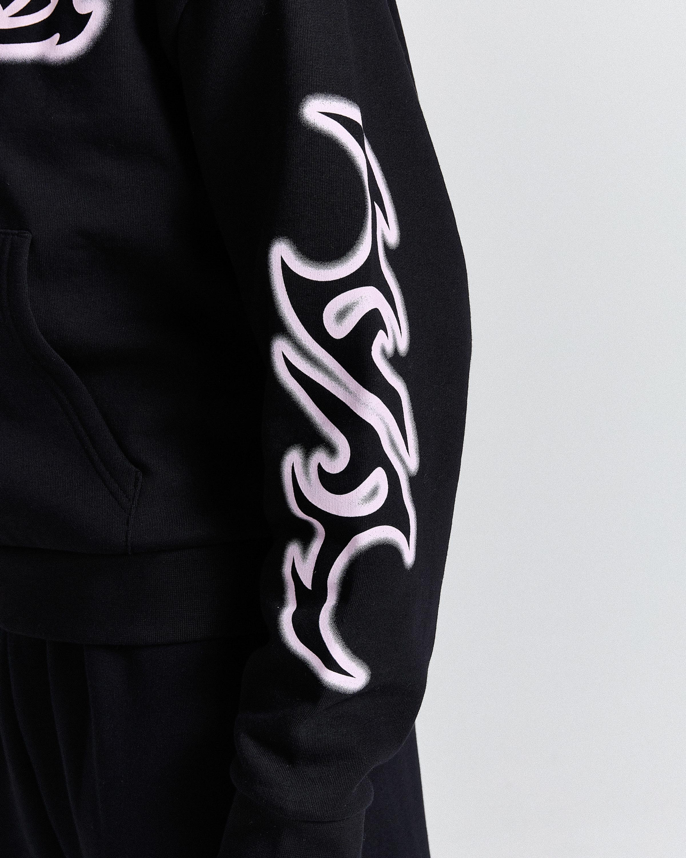 Asha Mid Length Zip Hoodie - Black/Pink - Image 12