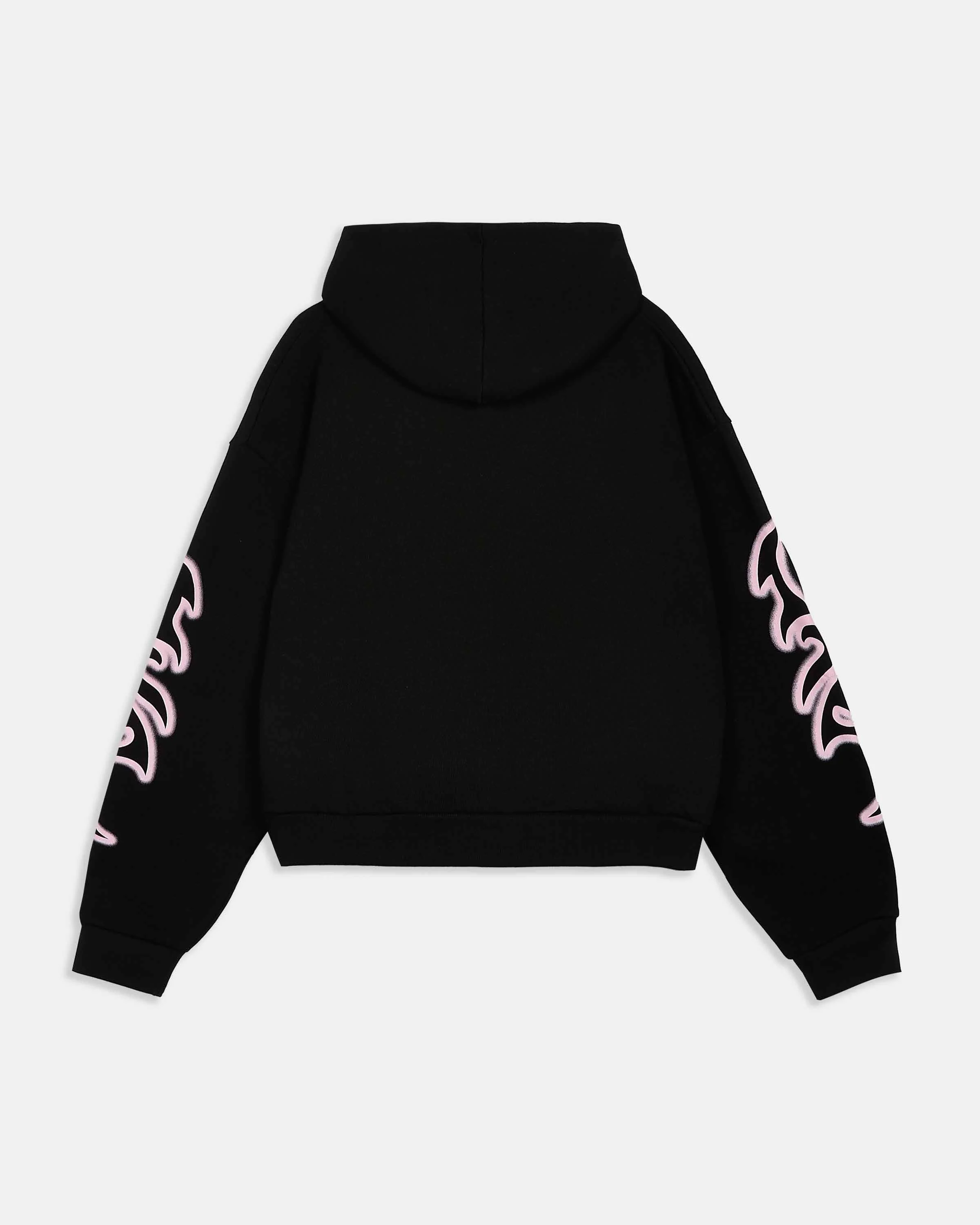 Asha Mid Length Zip Hoodie - Black/Pink - Image 5