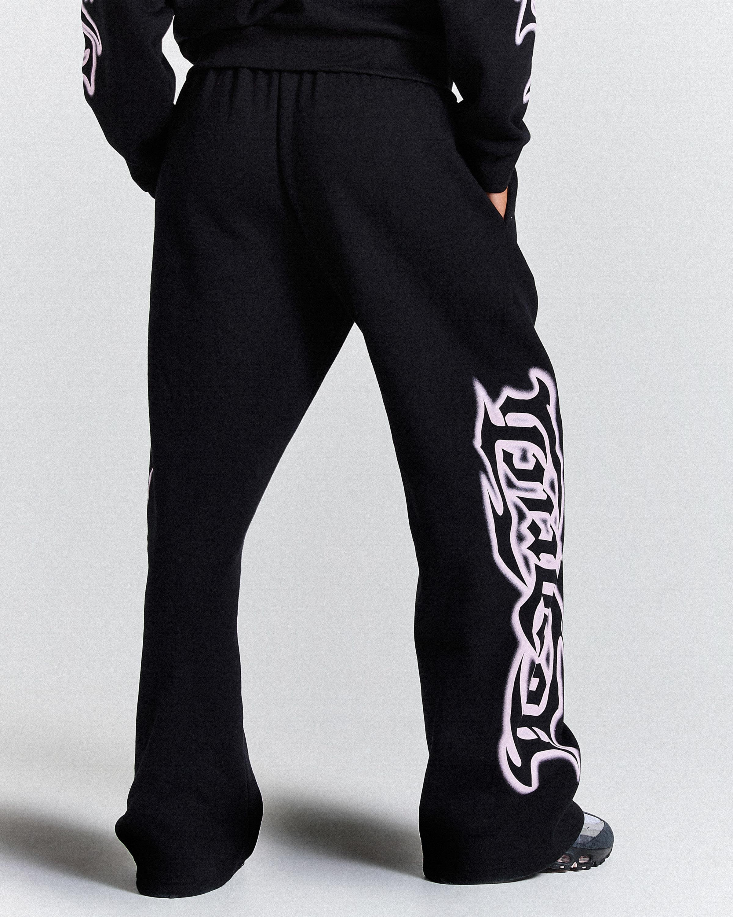 Asha Oversized Wide Leg Joggers - Black/Pink - Image 9