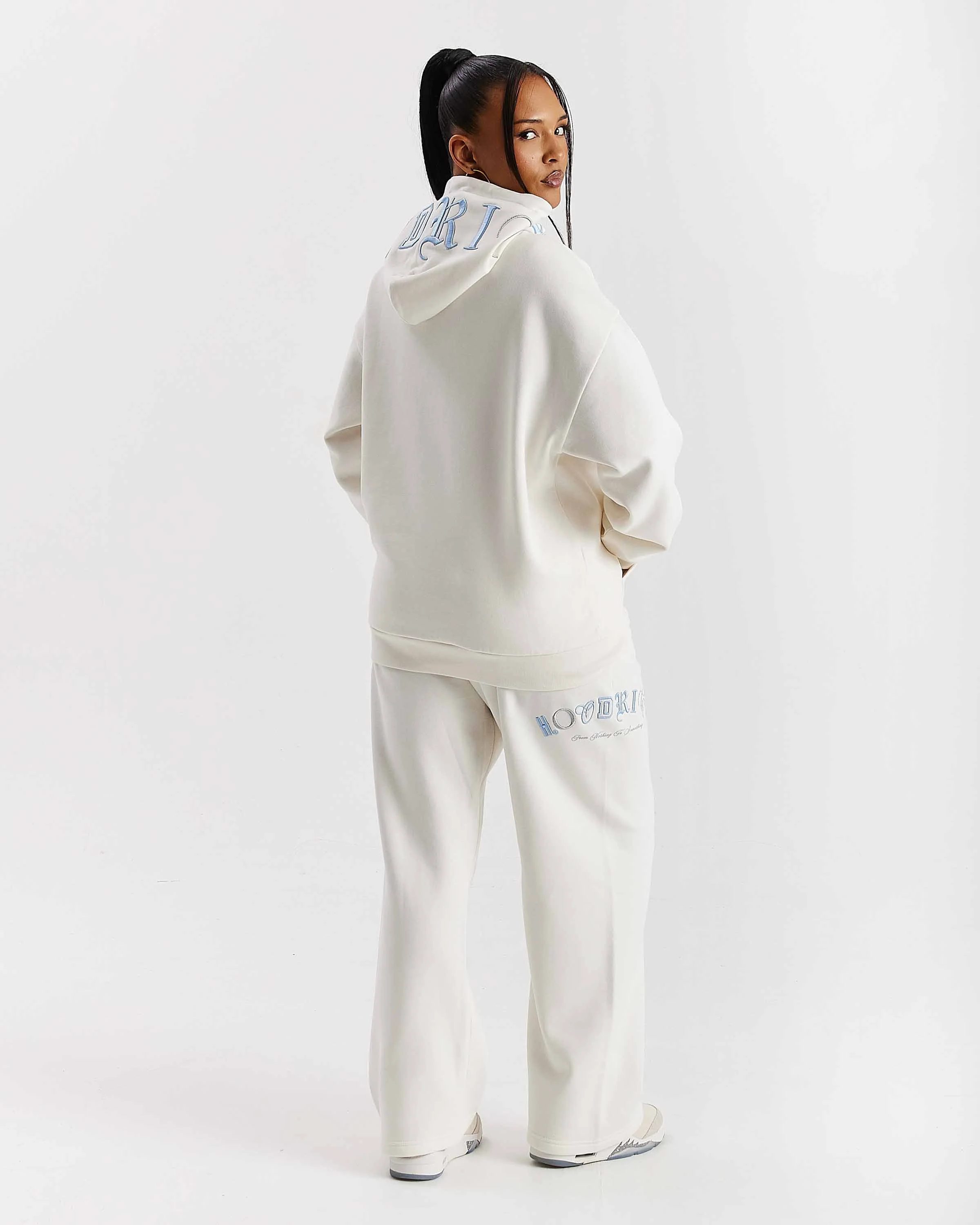 Calor Oversized Wide Leg Joggers - Off White/Blue - Image 3