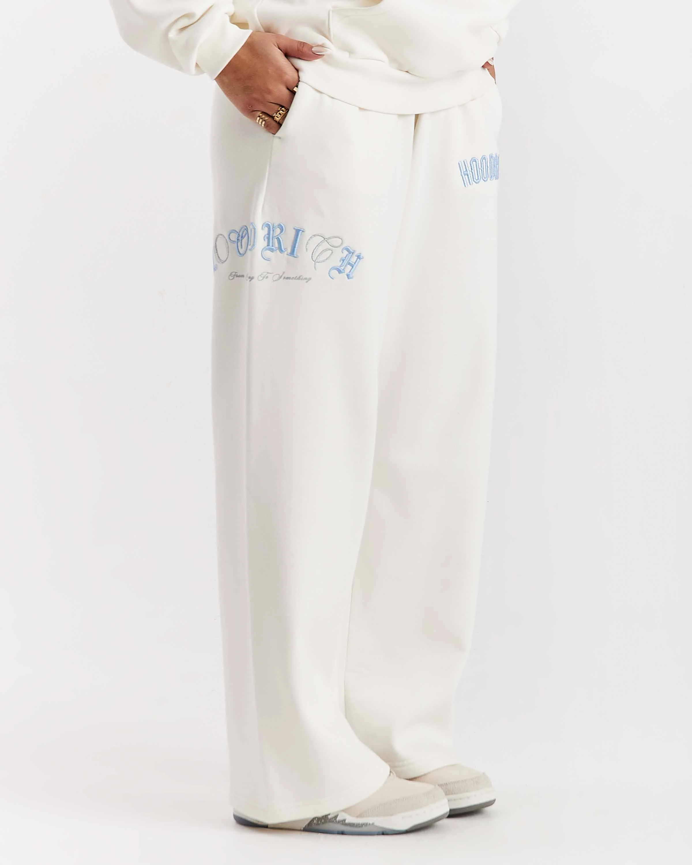 Calor Oversized Wide Leg Joggers - Off White/Blue - Image 7