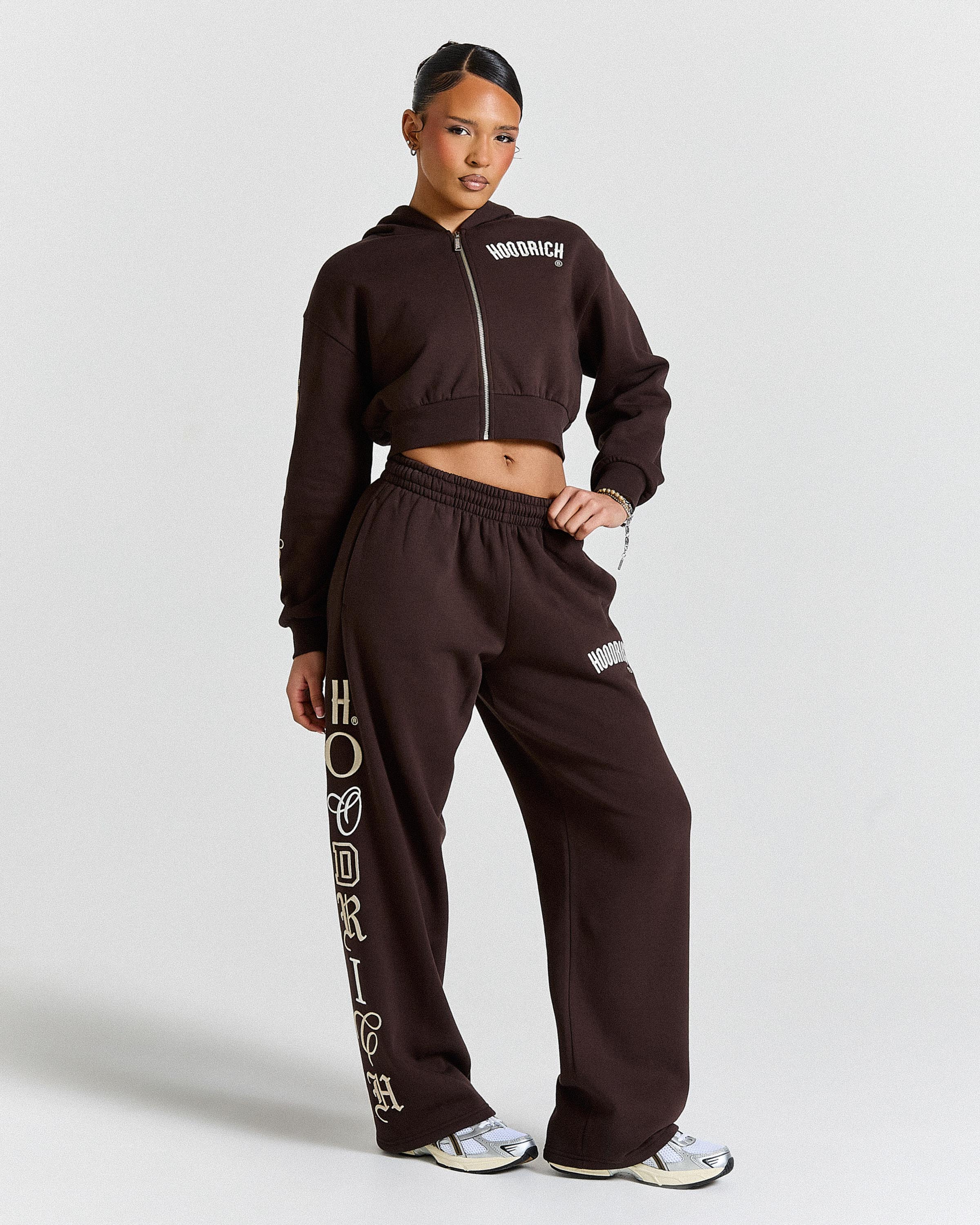 Calor Oversized Wide Leg Joggers - Brown/White - Image 10