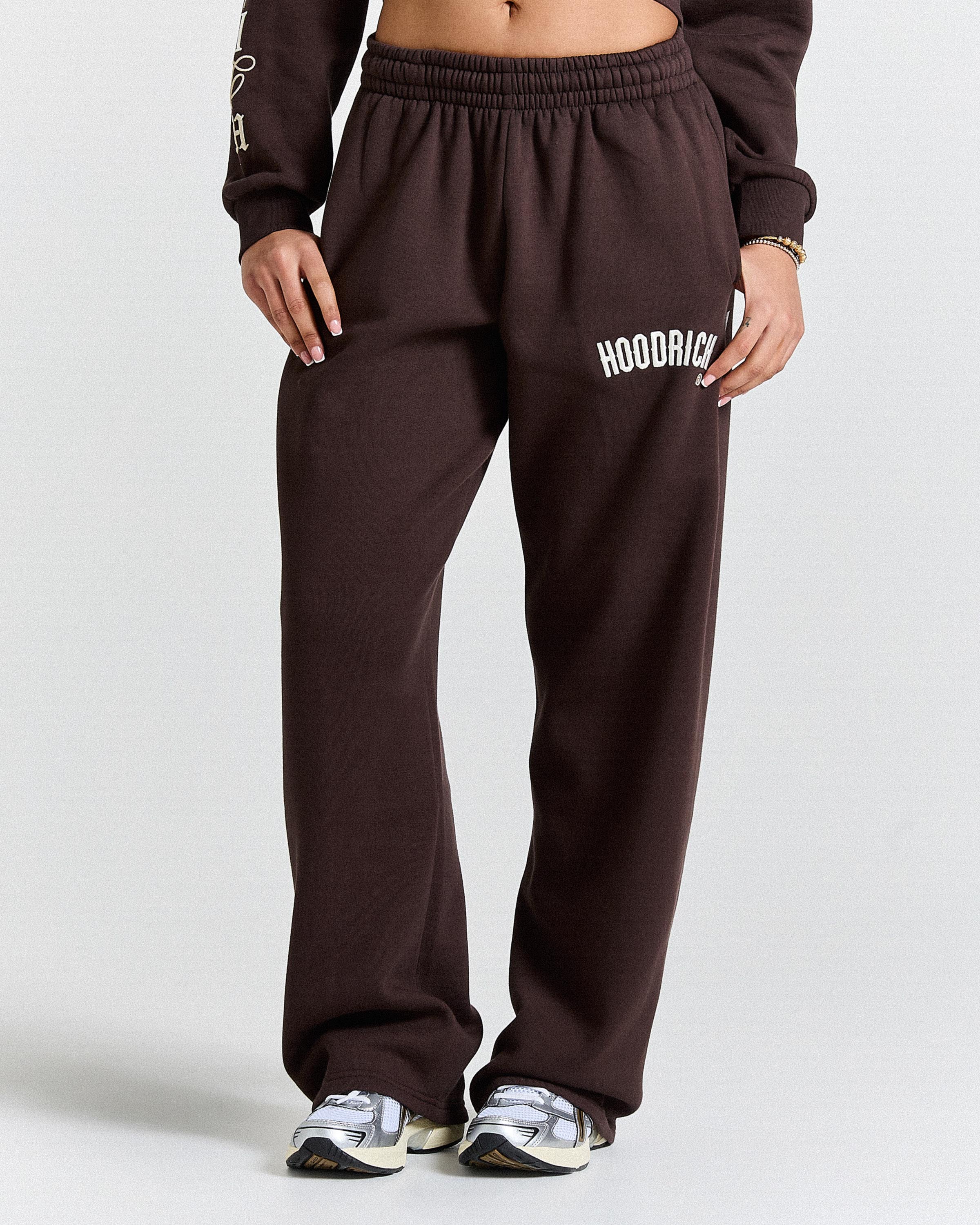 Calor Oversized Wide Leg Joggers - Brown/White - Image 11