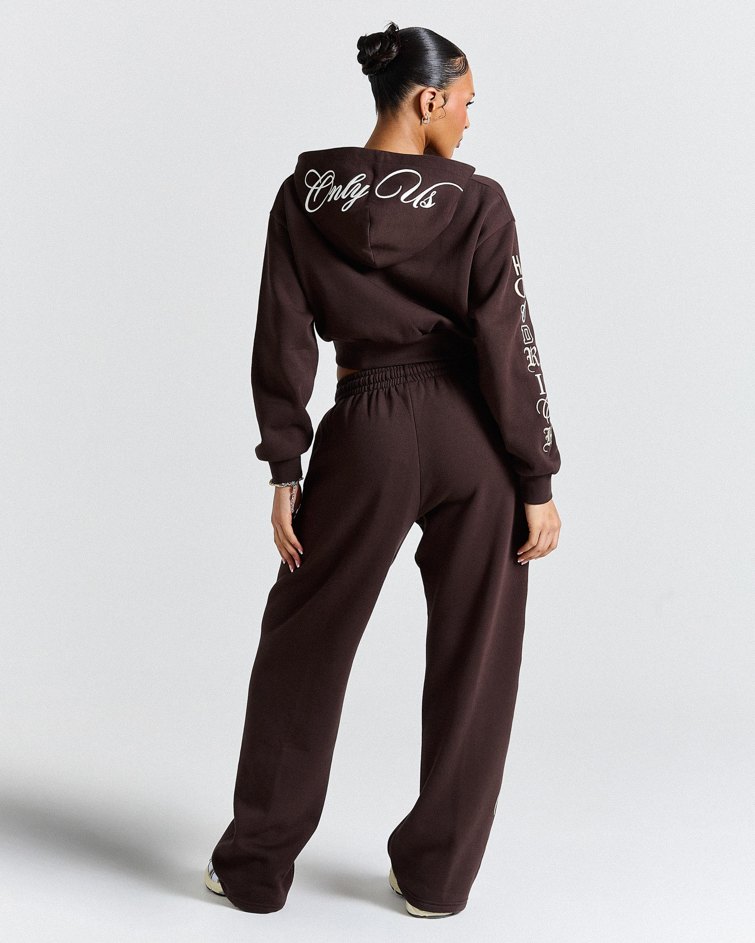 Calor Oversized Wide Leg Joggers - Brown/White - Image 13
