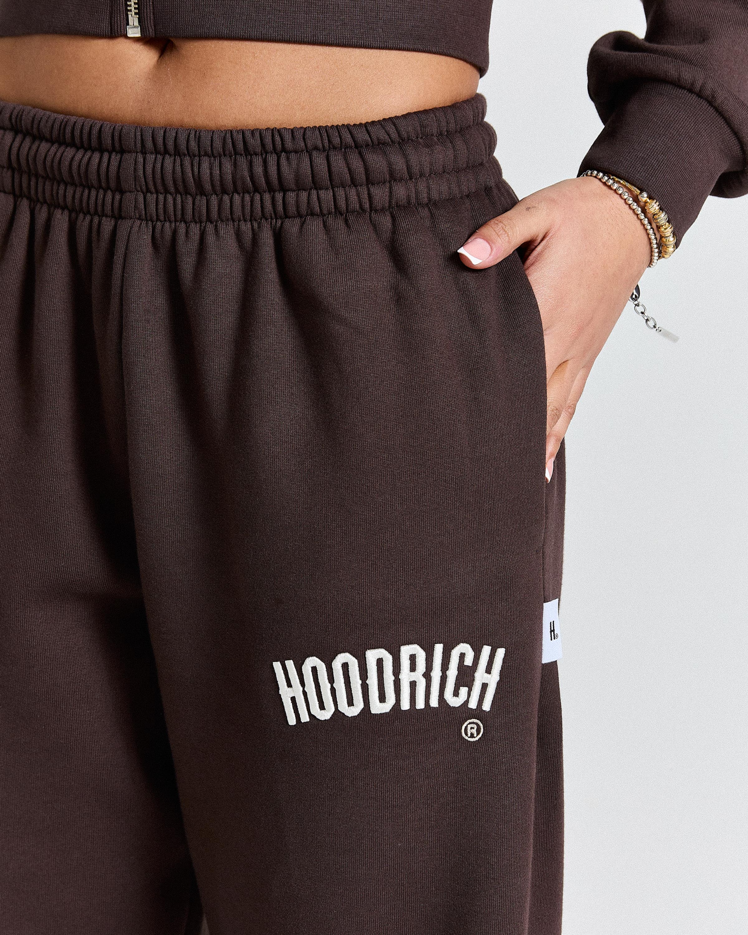 Calor Oversized Wide Leg Joggers - Brown/White - Image 14
