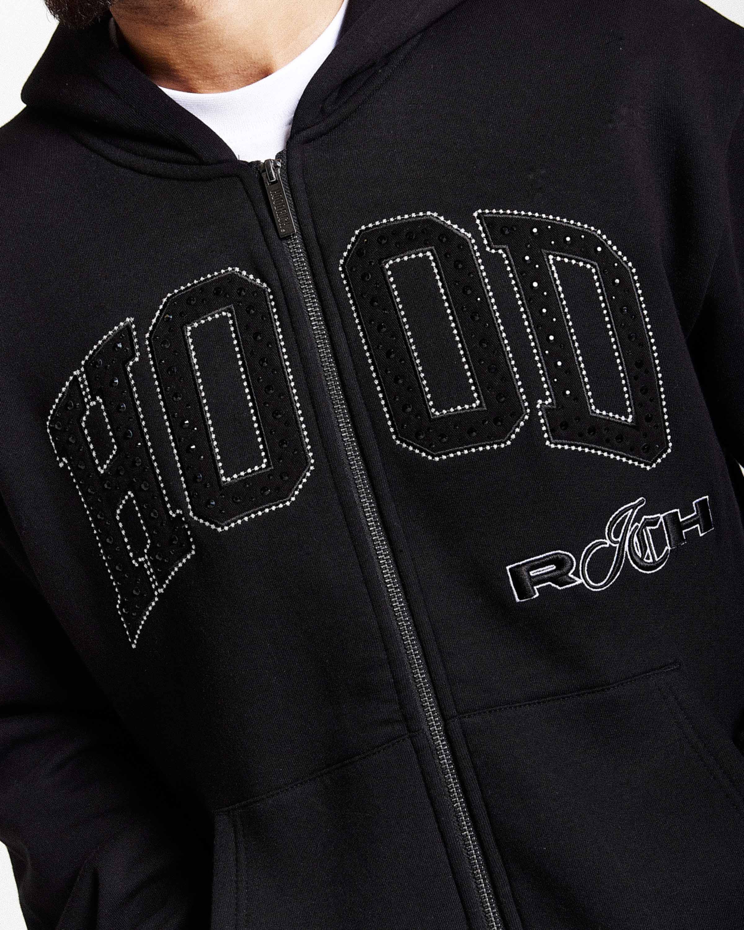 Captain Oversized Zip Hoodie - Black/White - Image 4