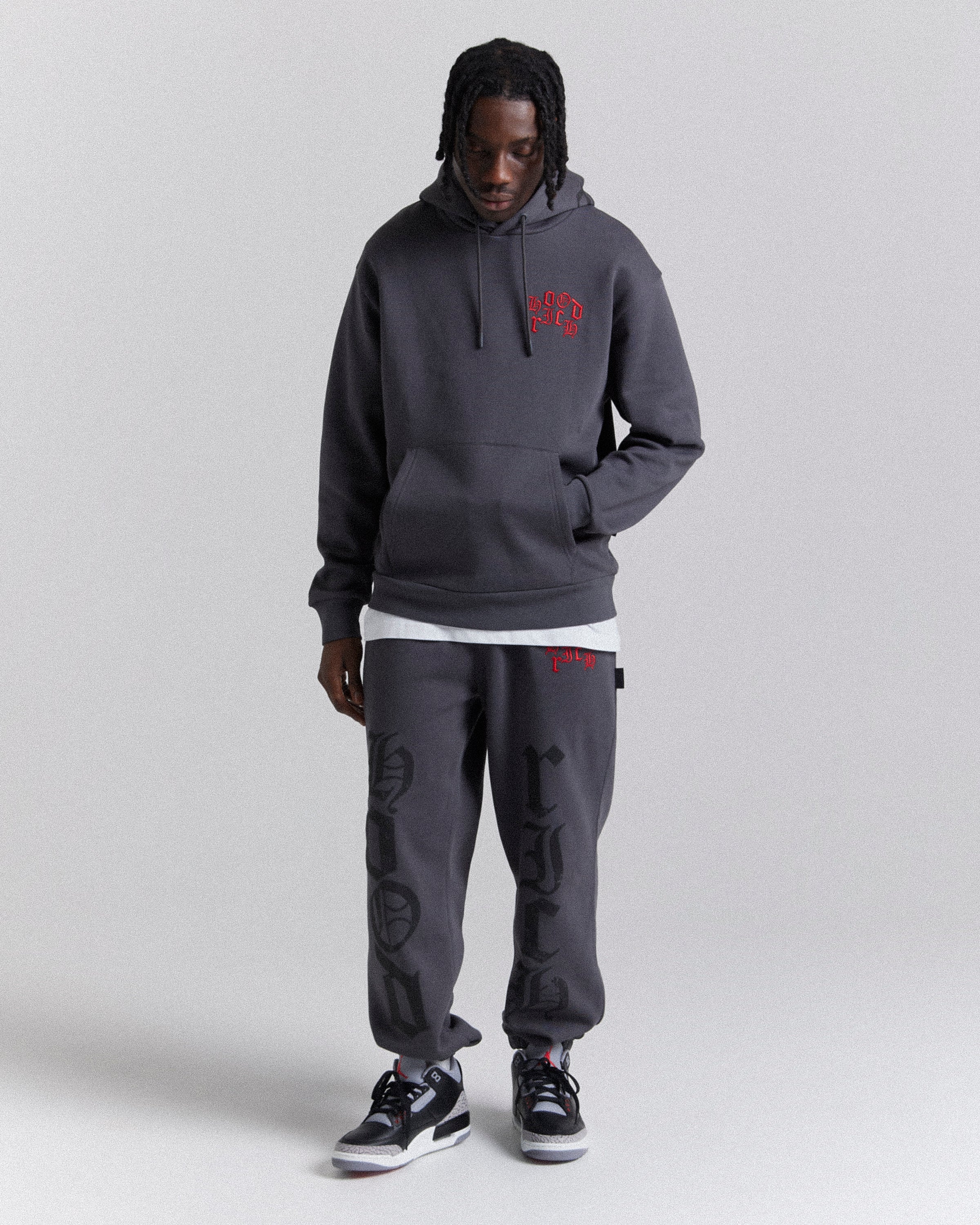Crown Oversized Hoodie - Grey/Black/Red - Image 6
