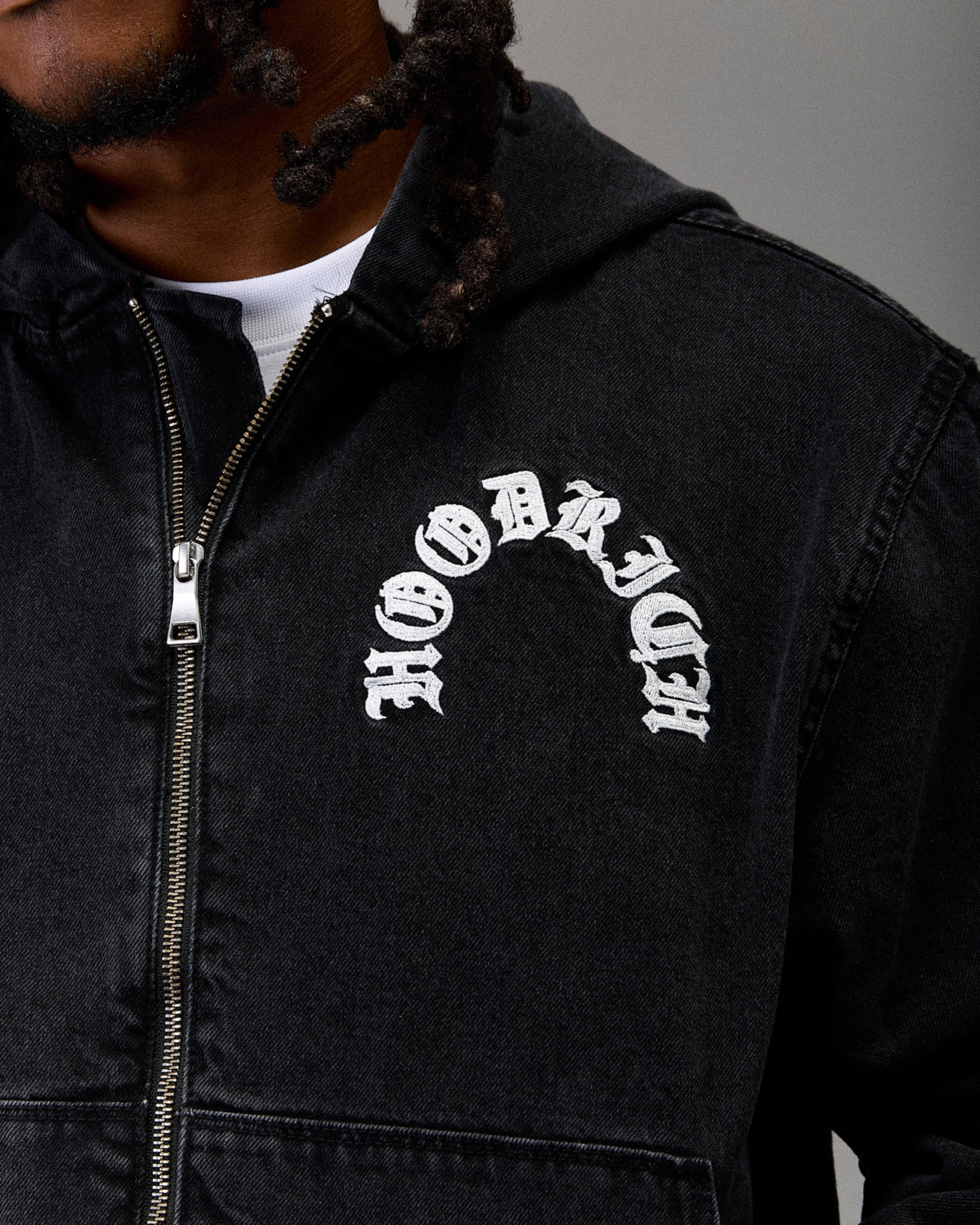 The Winner's Circle Denim Hooded Jacket - Black/White - Image 14