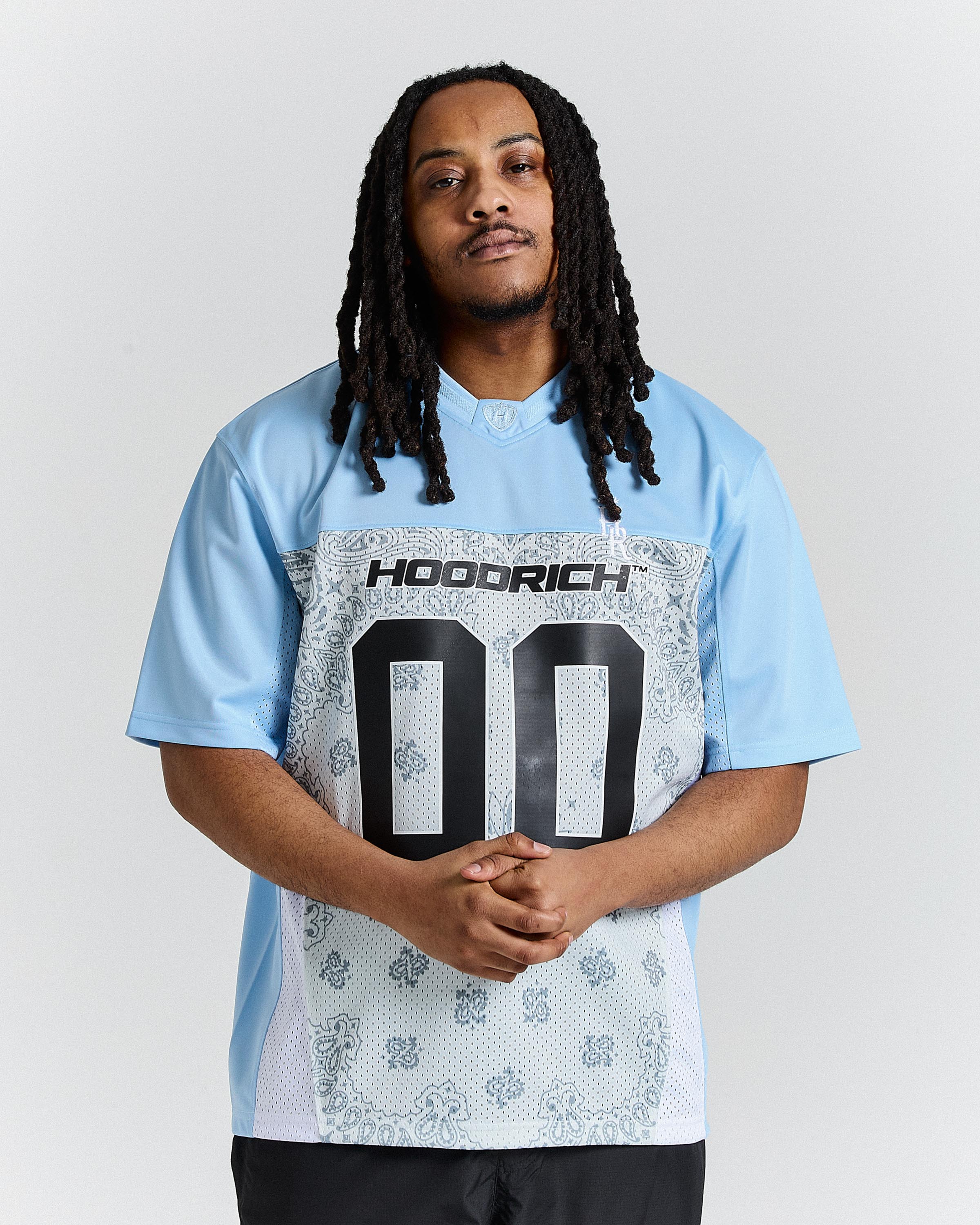 Eterno Motif Oversized Mesh Jersey - Blue/White