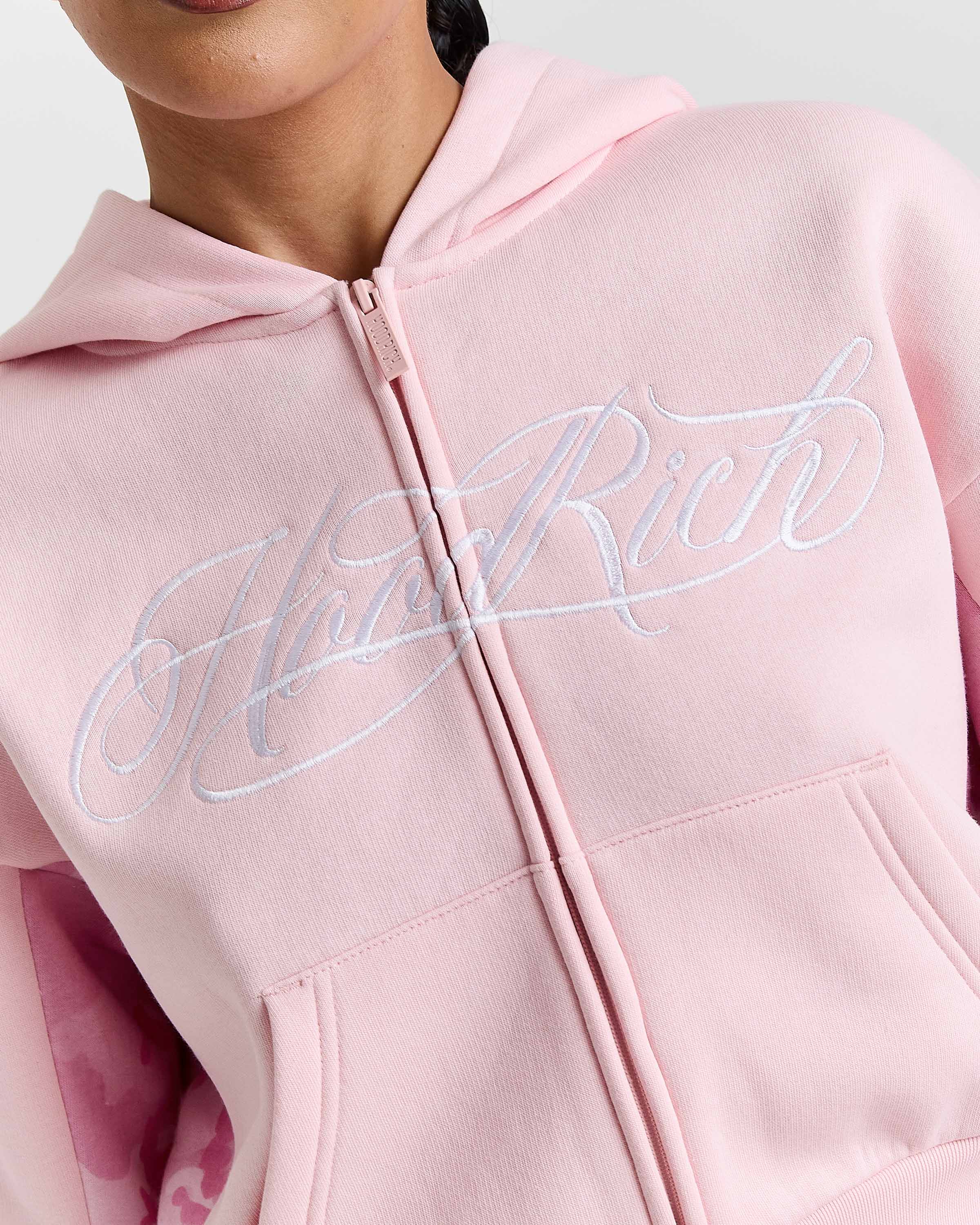 Field Boxy Zip Hoodie - Pink/White/Camo - Image 3
