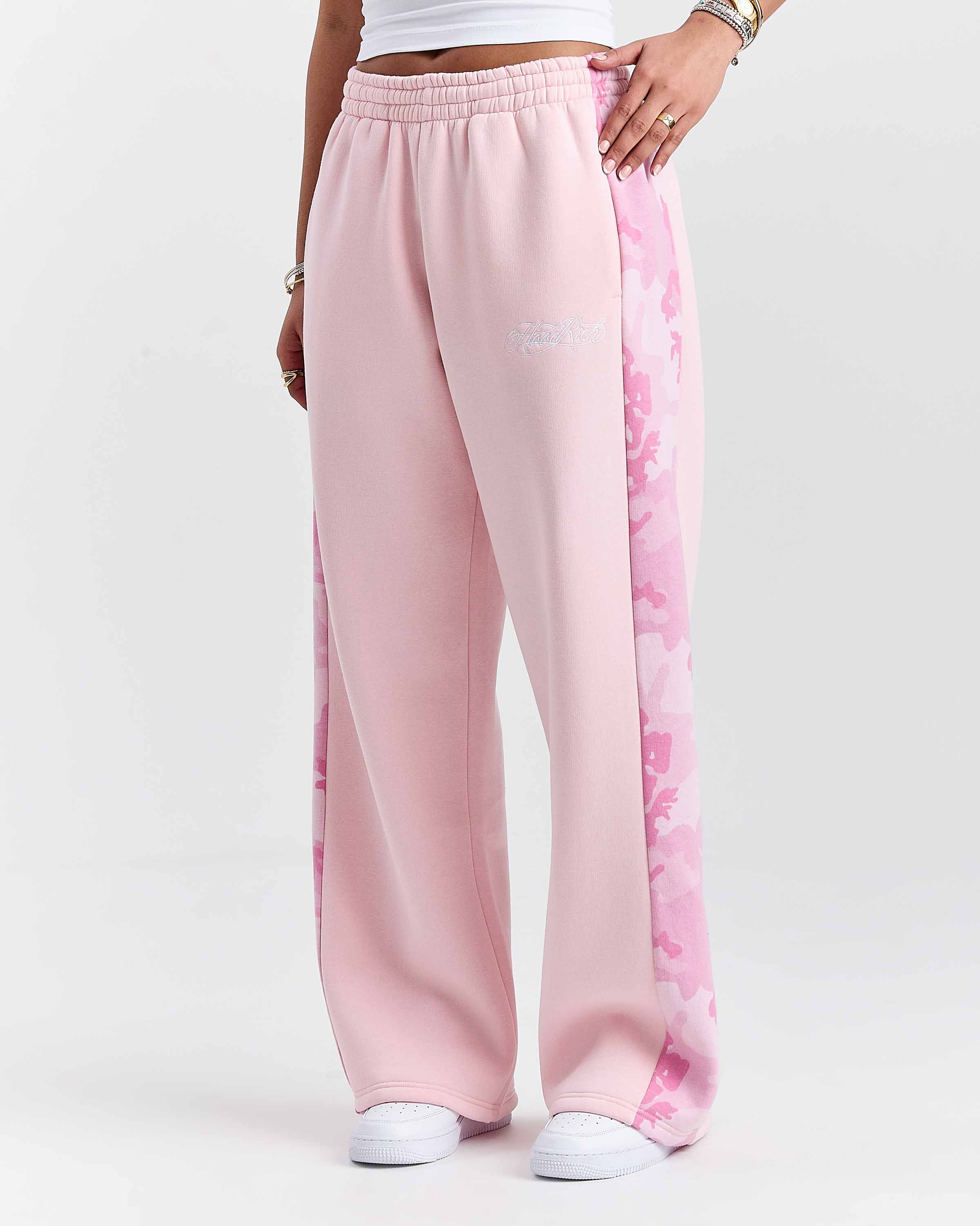 Field Oversized Wide Leg Joggers - Pink/White/Camo - Image 6