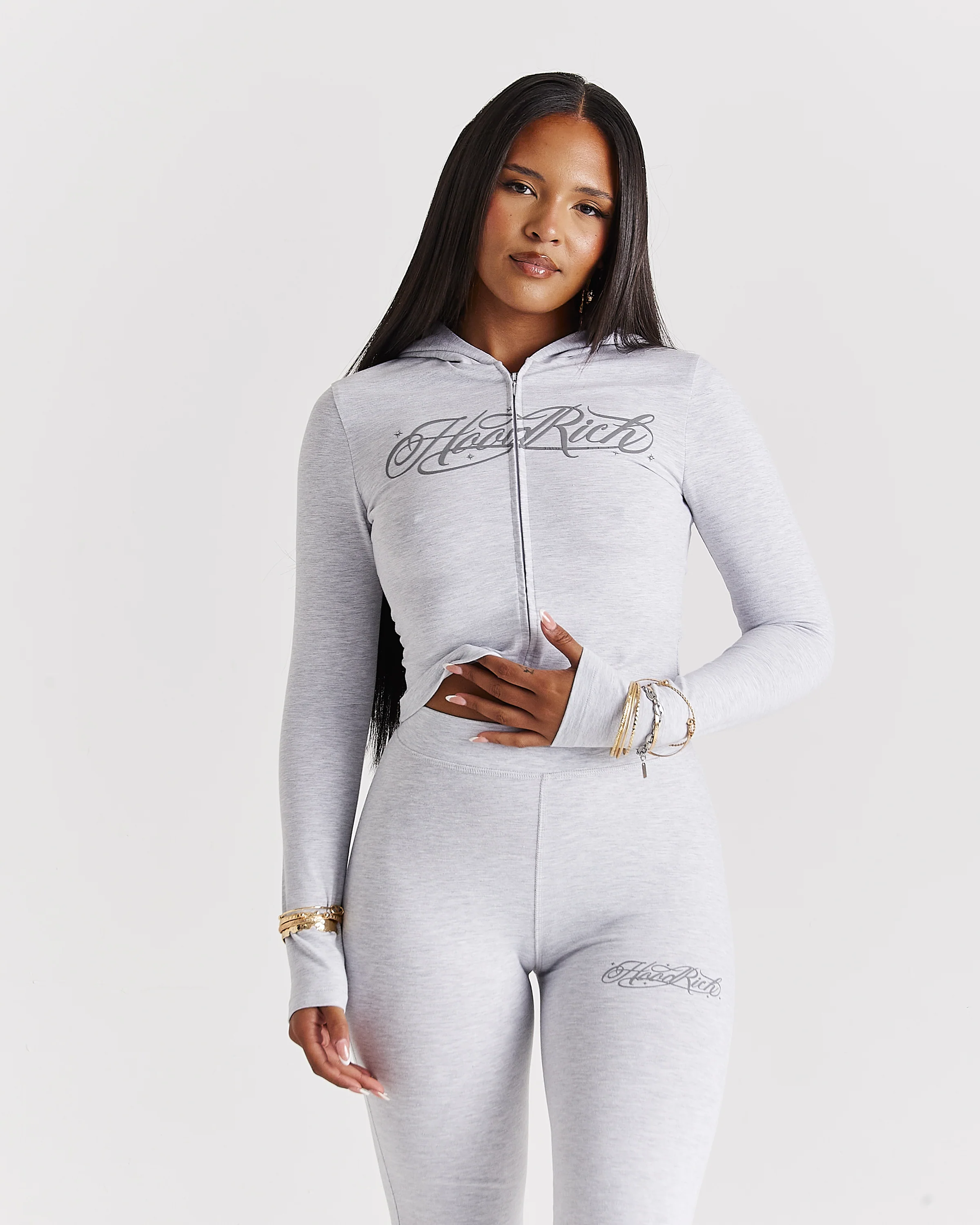 Solace Fitted Zip Top - Light Grey - Image 4