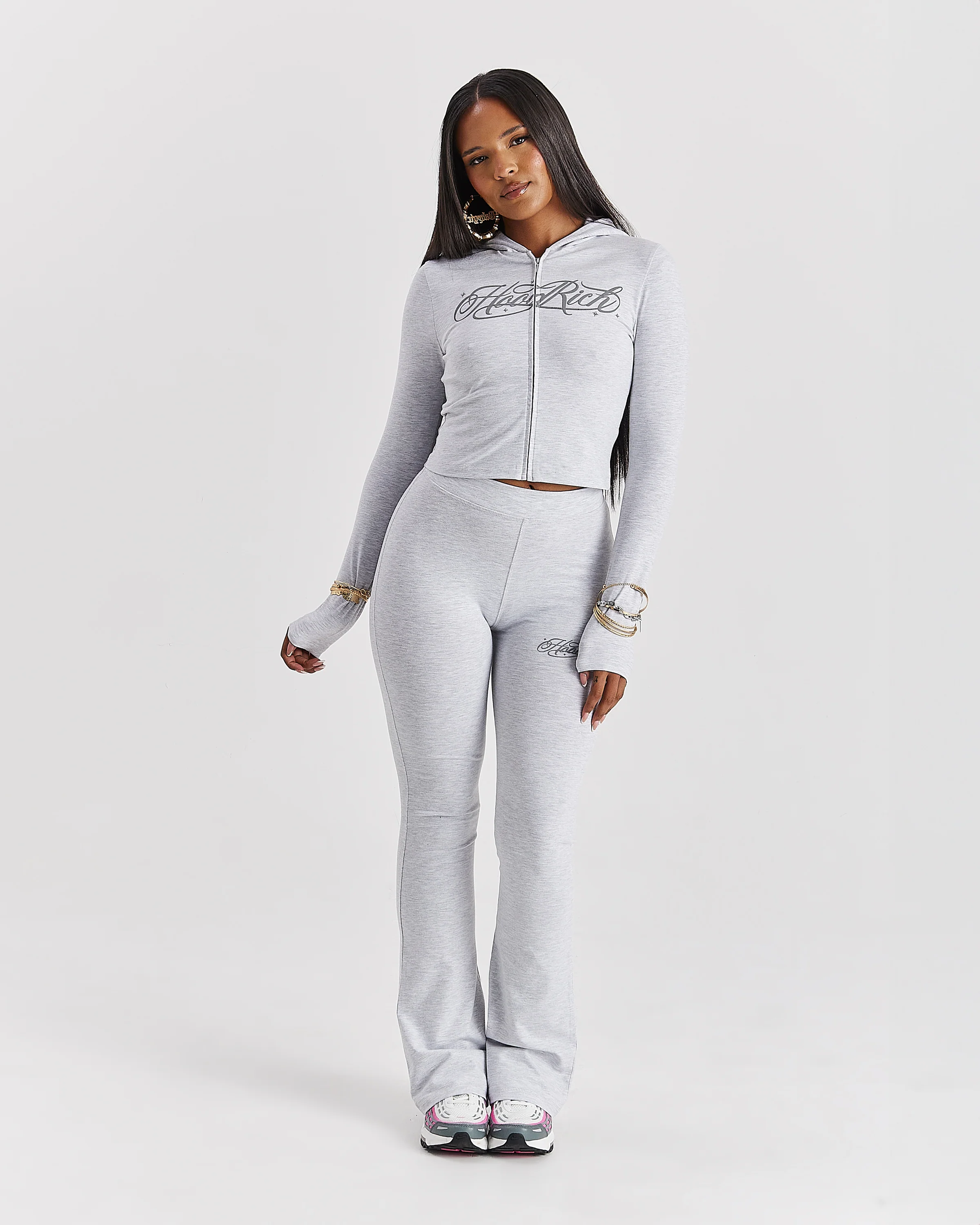 Solace Fitted Zip Top - Light Grey - Image 5