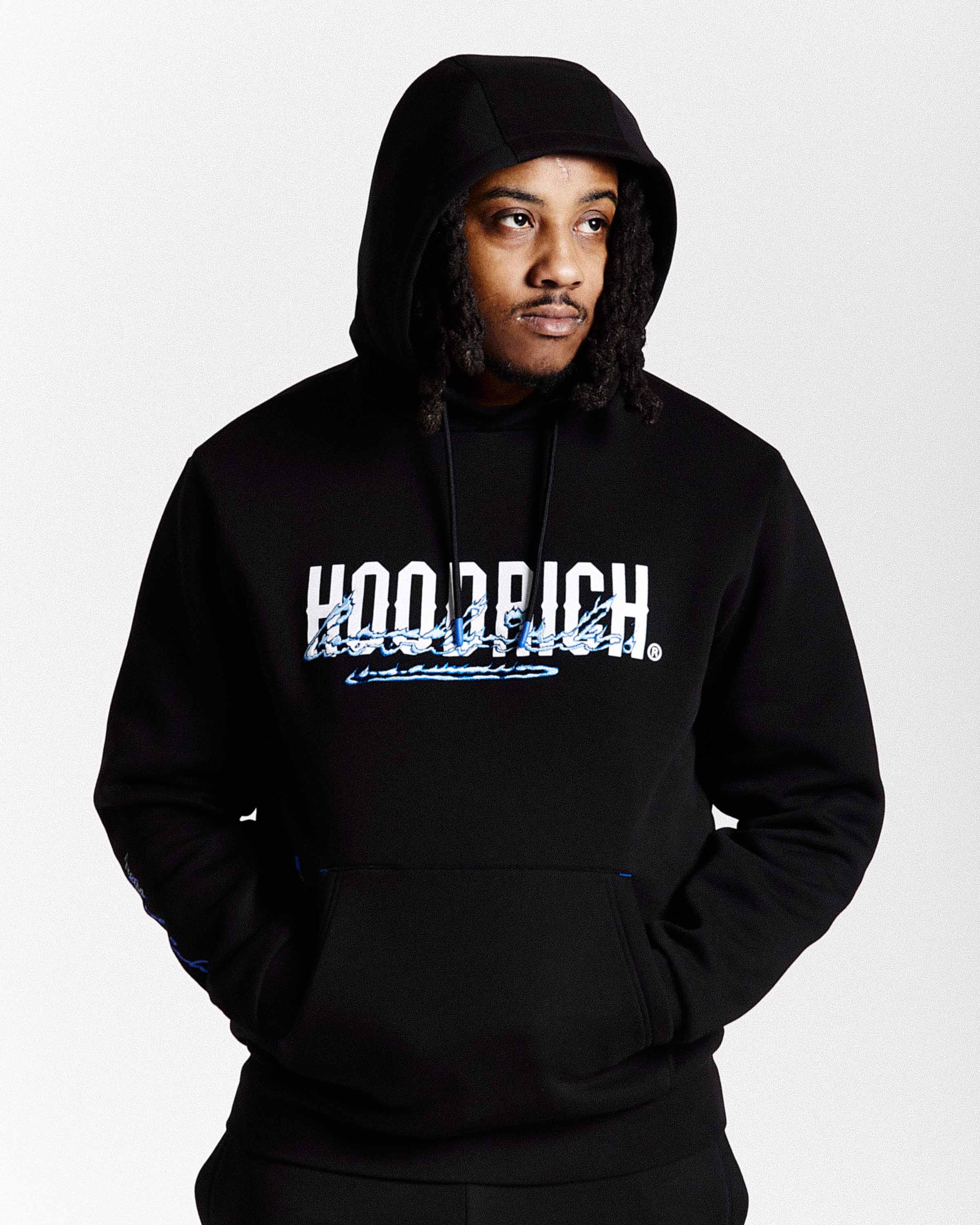 Flames Hoodie - Black/White/Blue - Image 7
