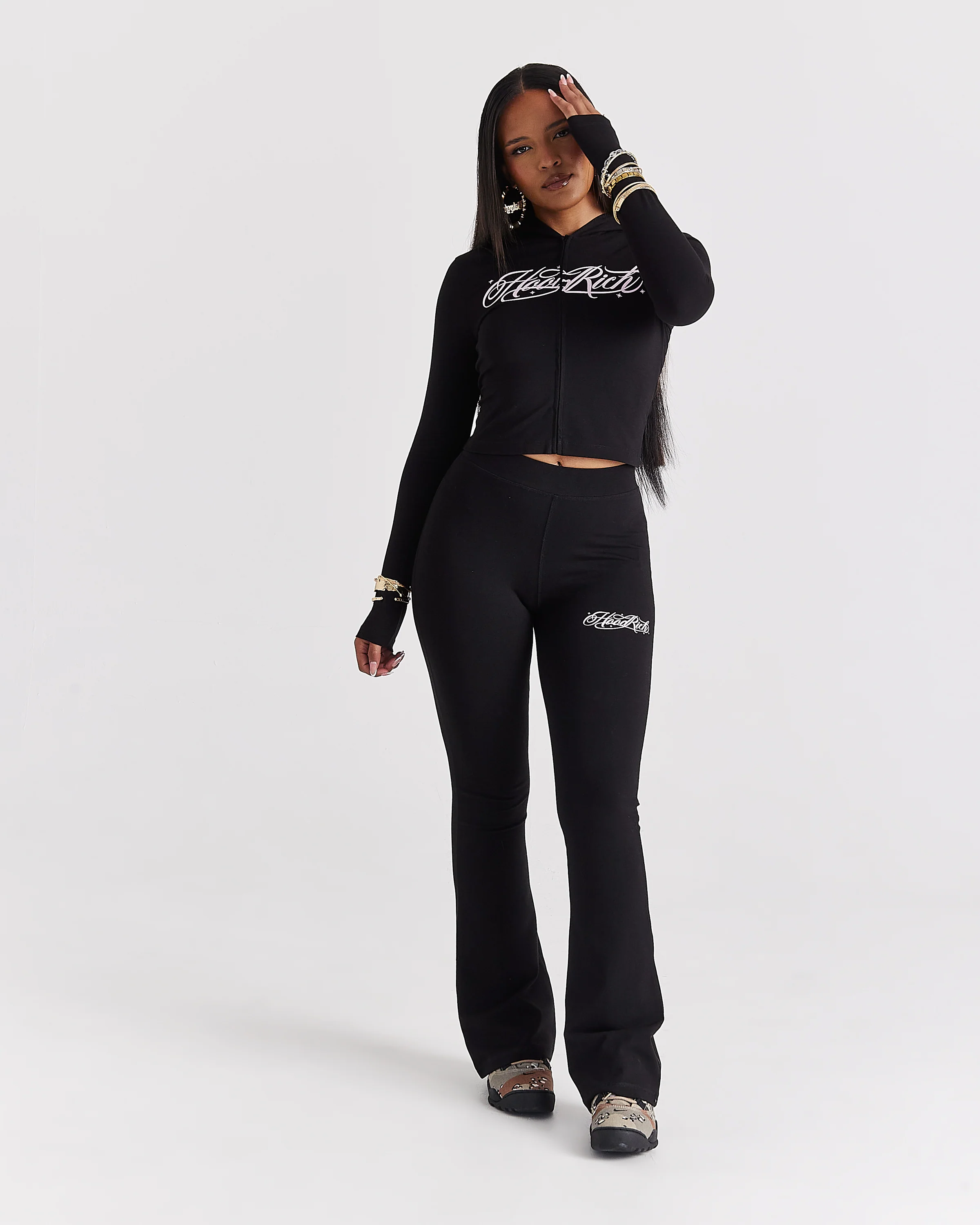 Solace Flare Leggings - Black/Pink - Image 3