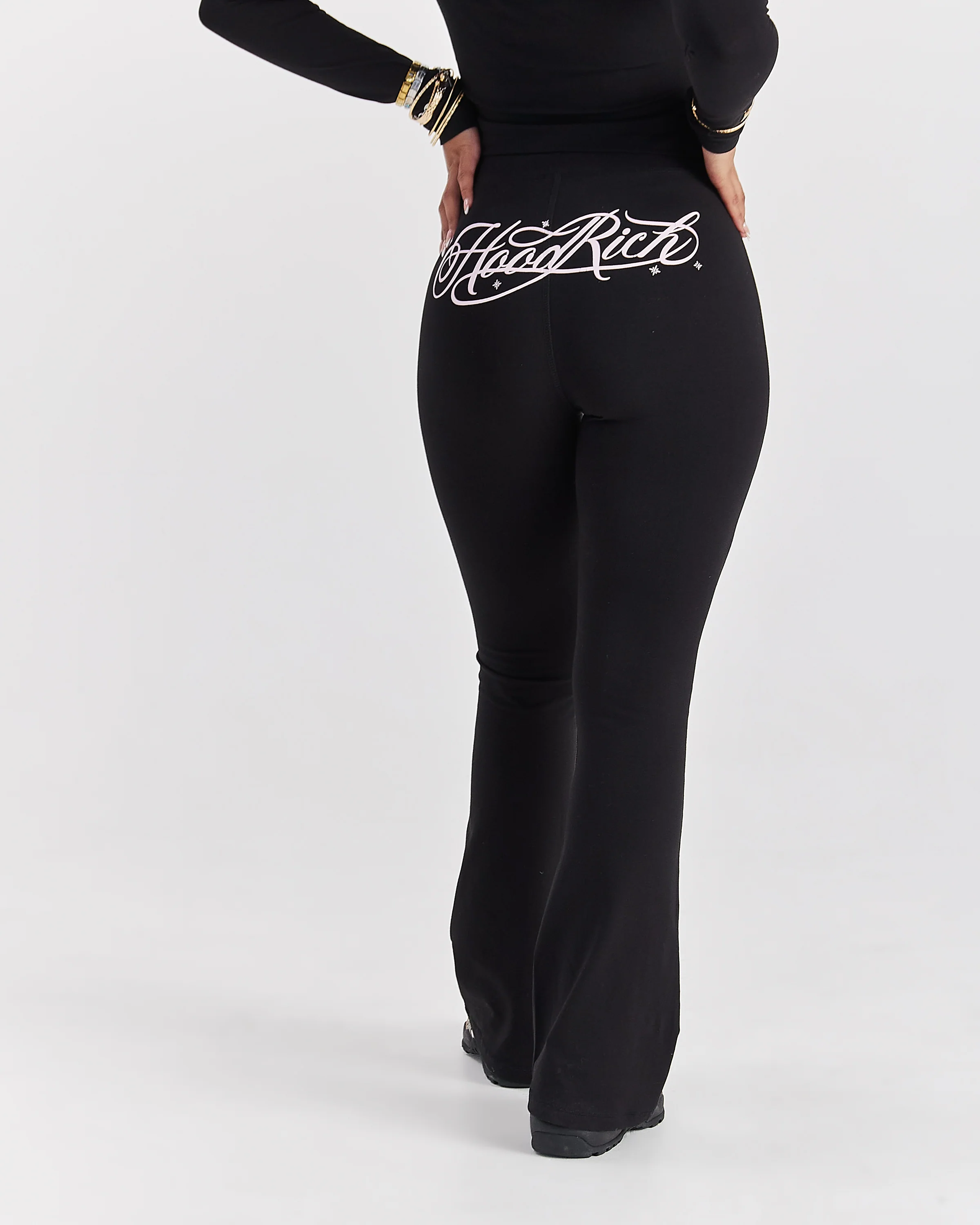 Solace Flare Leggings - Black/Pink - Image 4