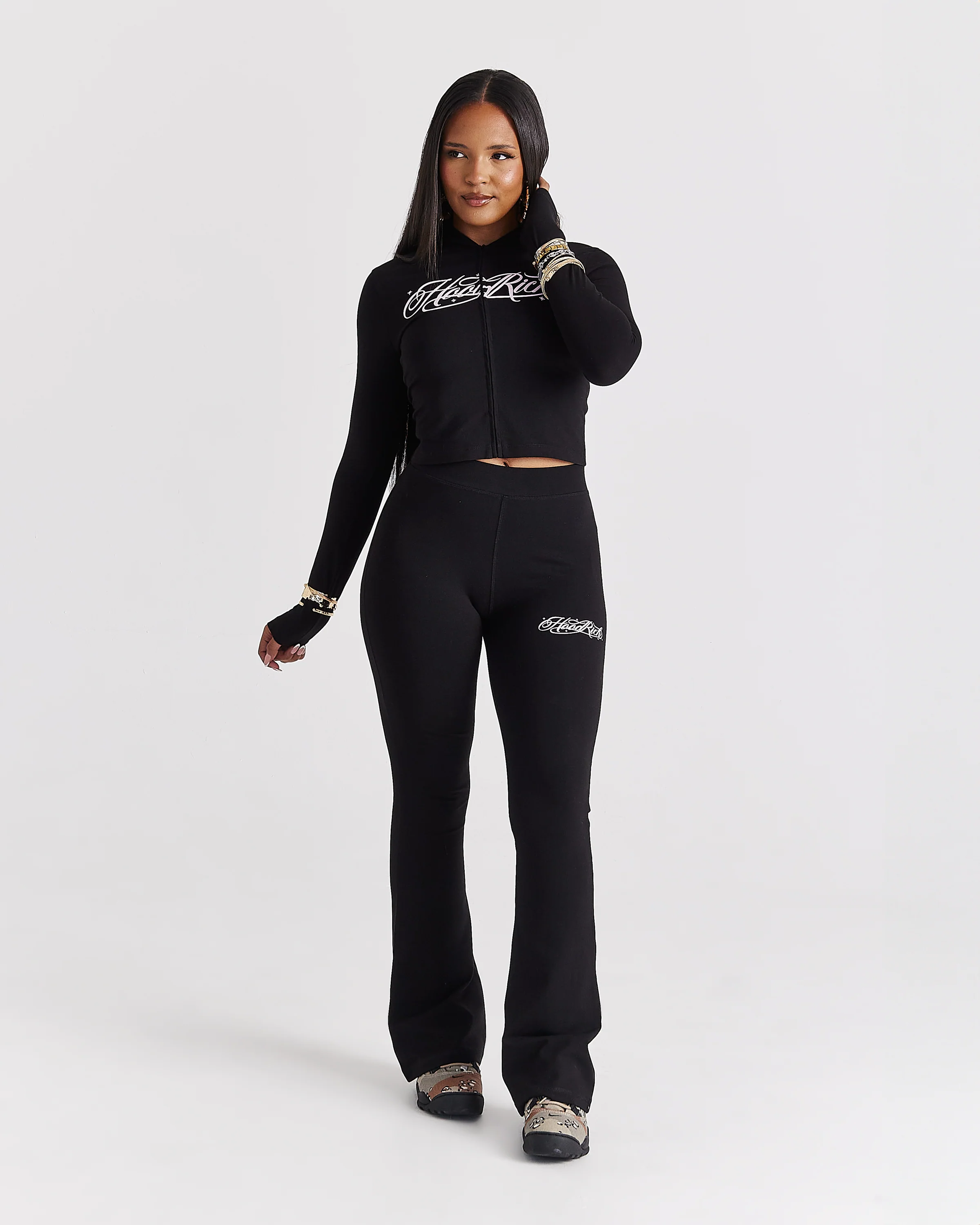 Solace Flare Leggings - Black/Pink - Image 5