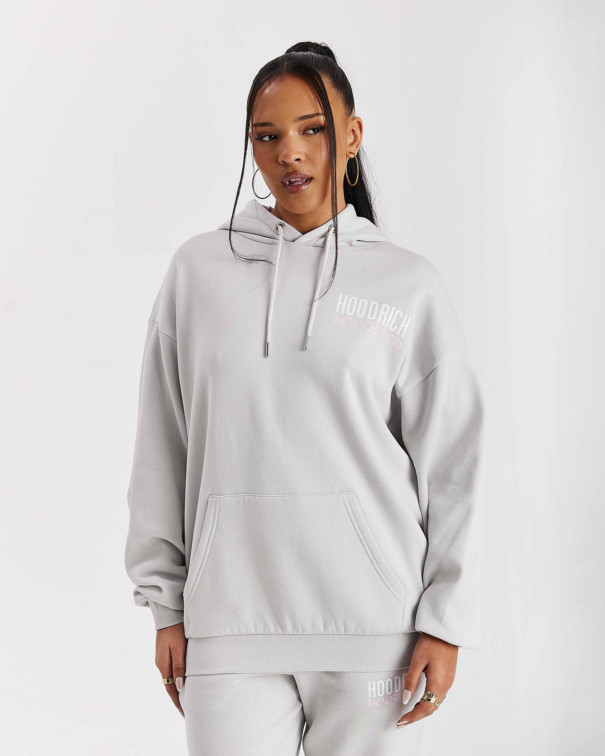 Flex Oversized Hoodie - Grey/White/Pink - Image 5