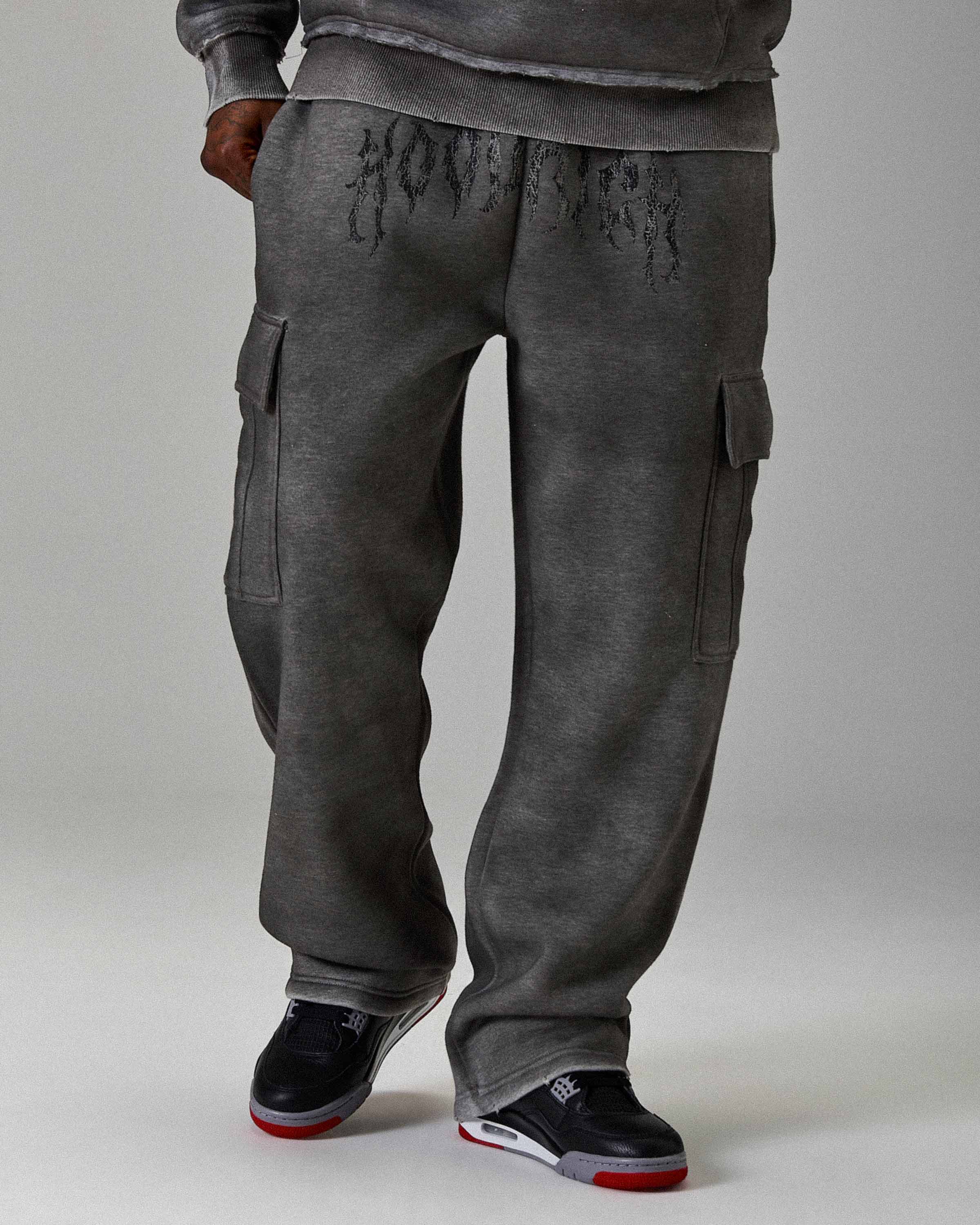The Winner's Circle Hazy Oversized Open Hem Joggers - Grey - Image 6