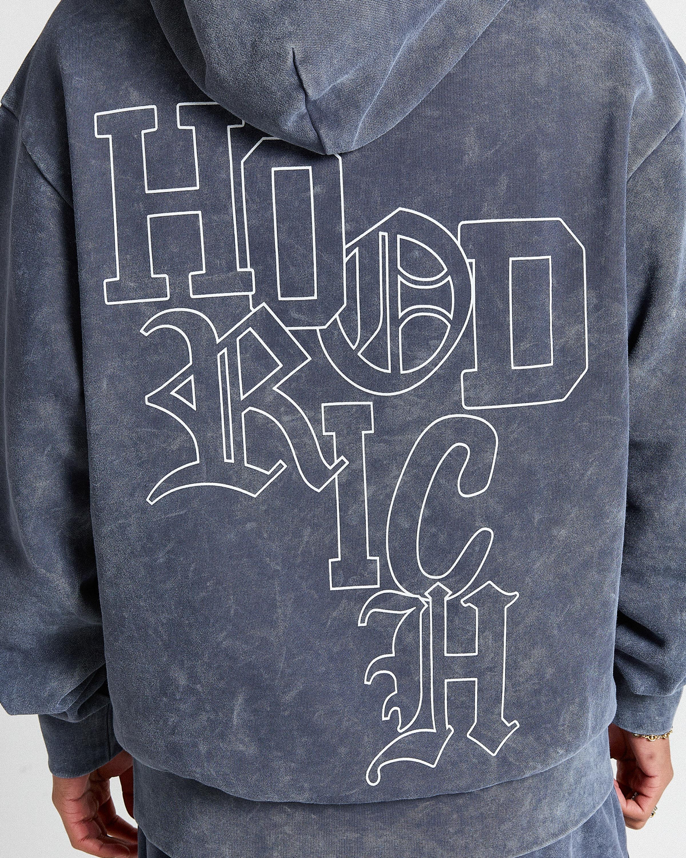 Heritage Oversized Hoodie - Blue Wash/White - Image 7