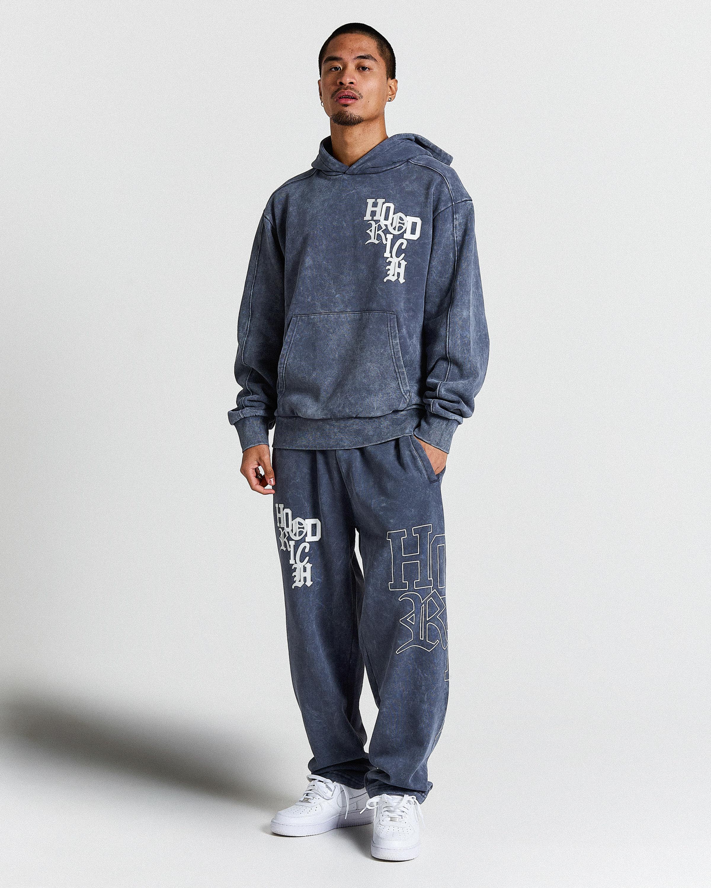 Heritage Oversized Hoodie - Blue Wash/White - Image 8