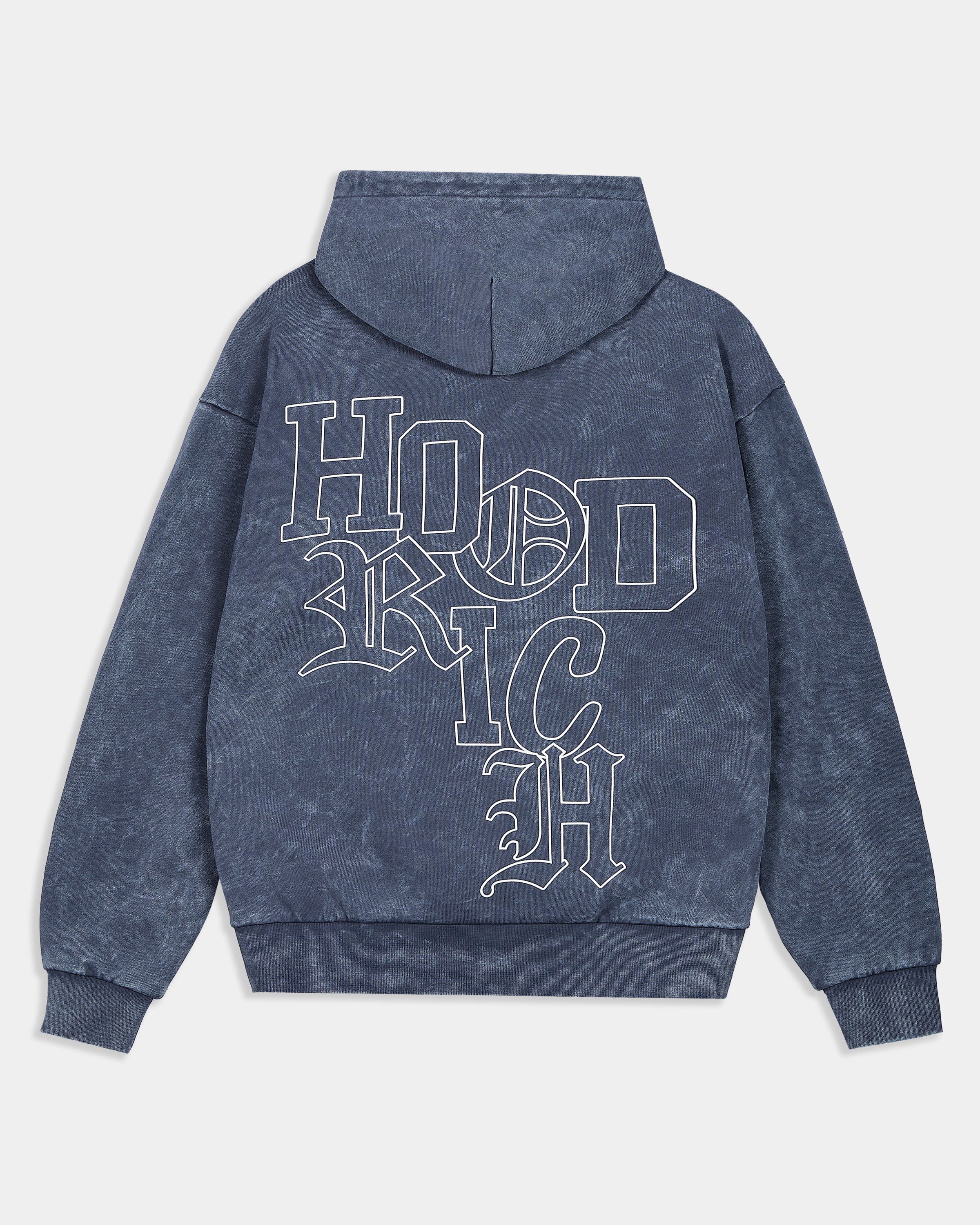 Heritage Oversized Hoodie - Blue Wash/White - Image 9