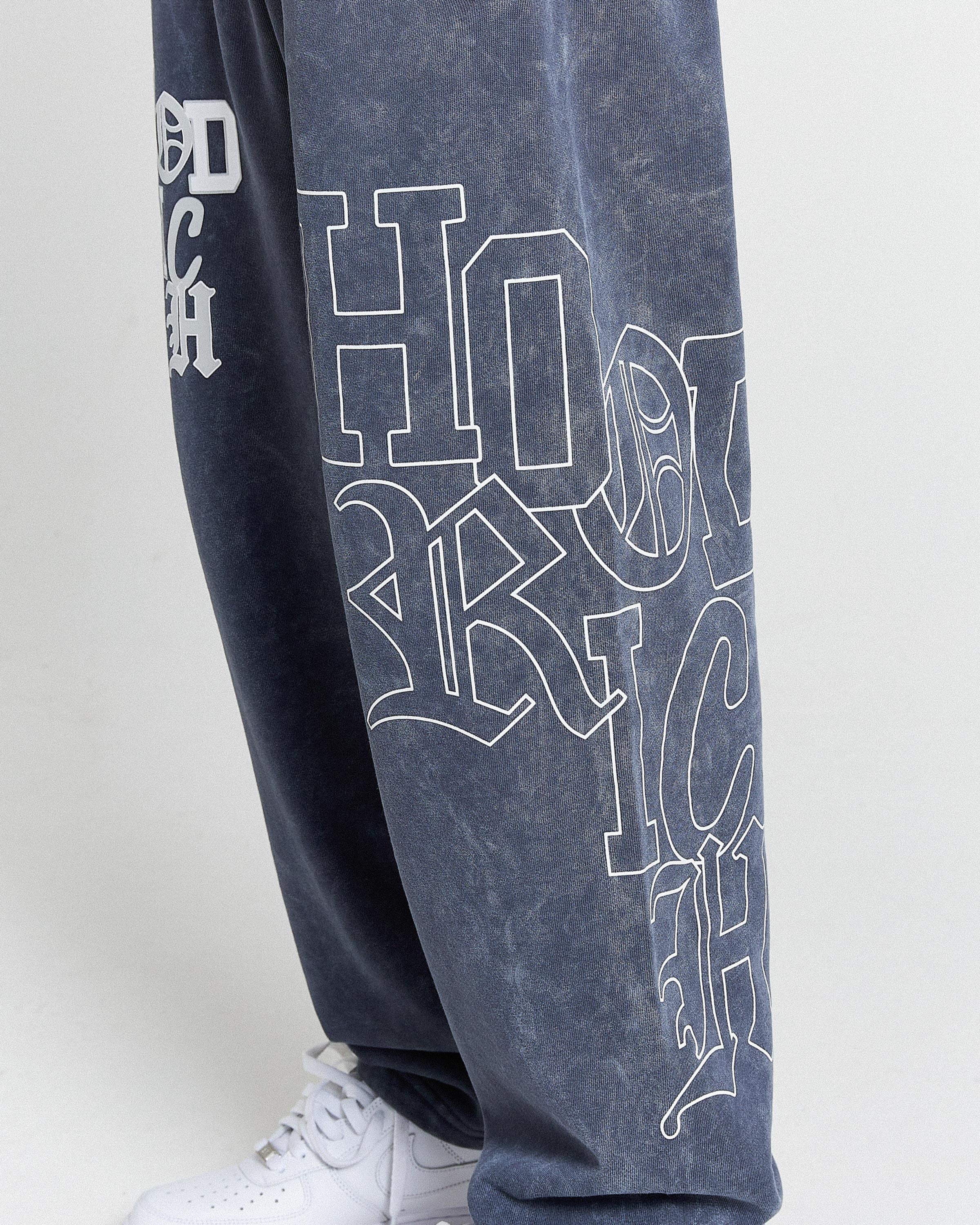 Heritage Oversized Open Hem Joggers - Blue/White - Image 4