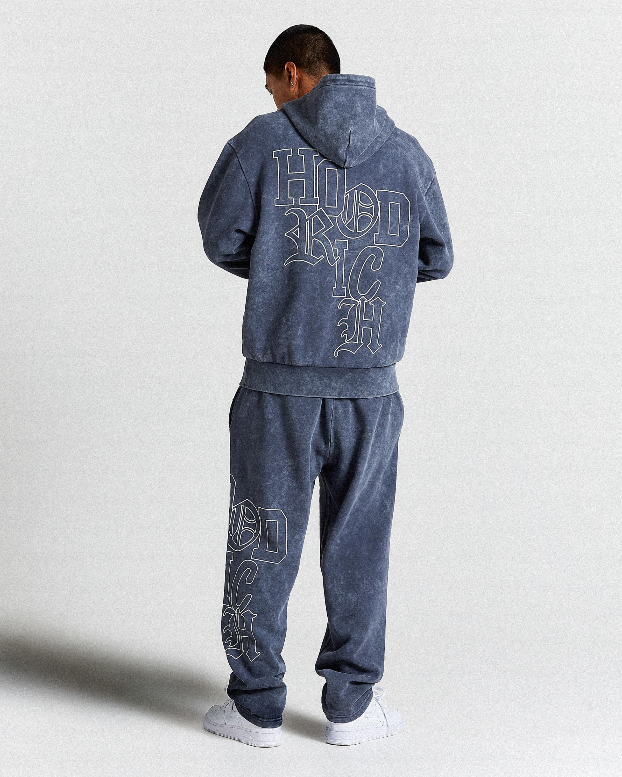 Heritage Oversized Open Hem Joggers - Blue/White - Image 6