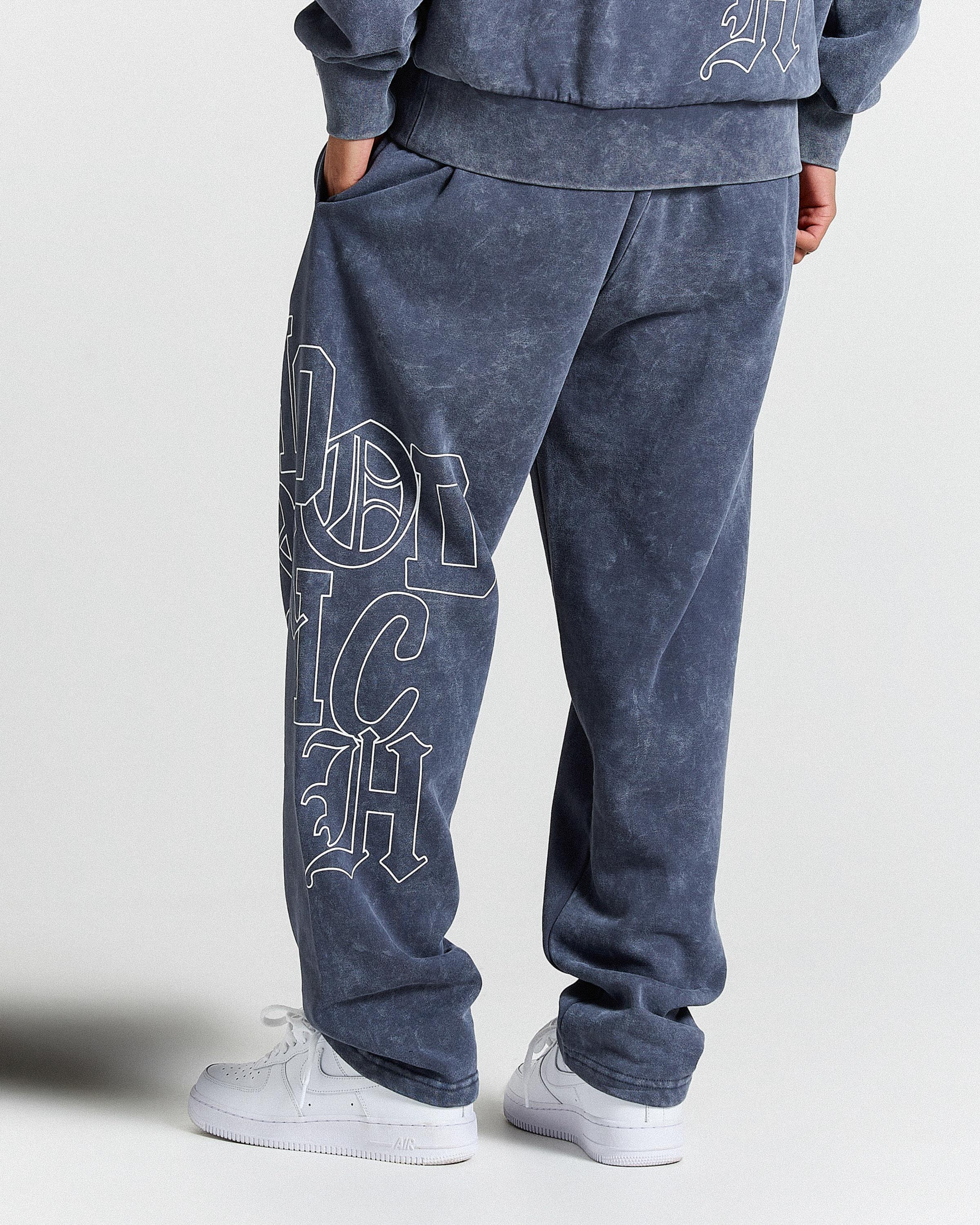 Heritage Oversized Open Hem Joggers - Blue/White - Image 7