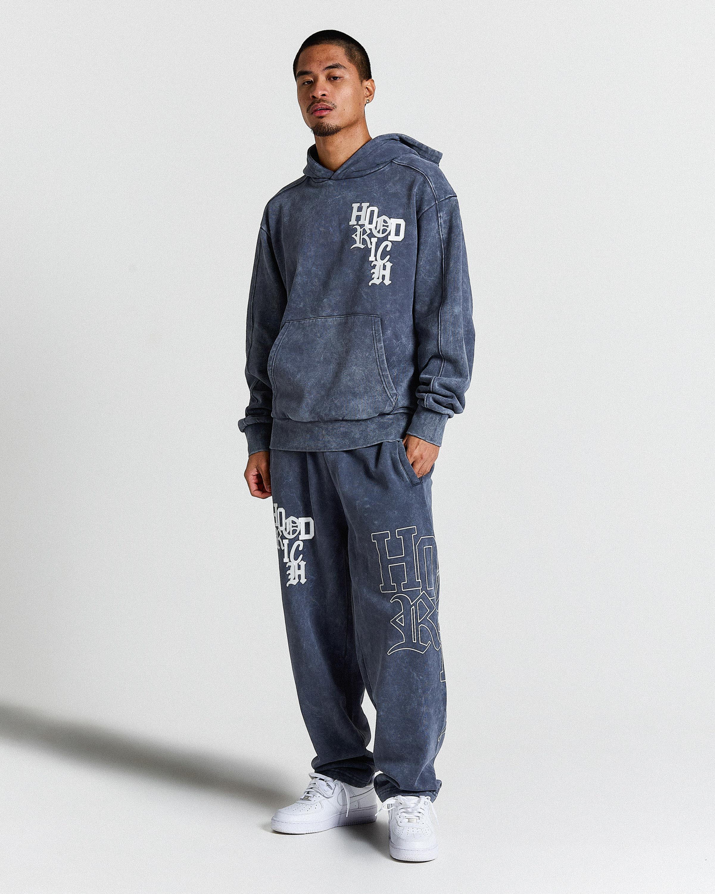 Heritage Oversized Open Hem Joggers - Blue/White - Image 8