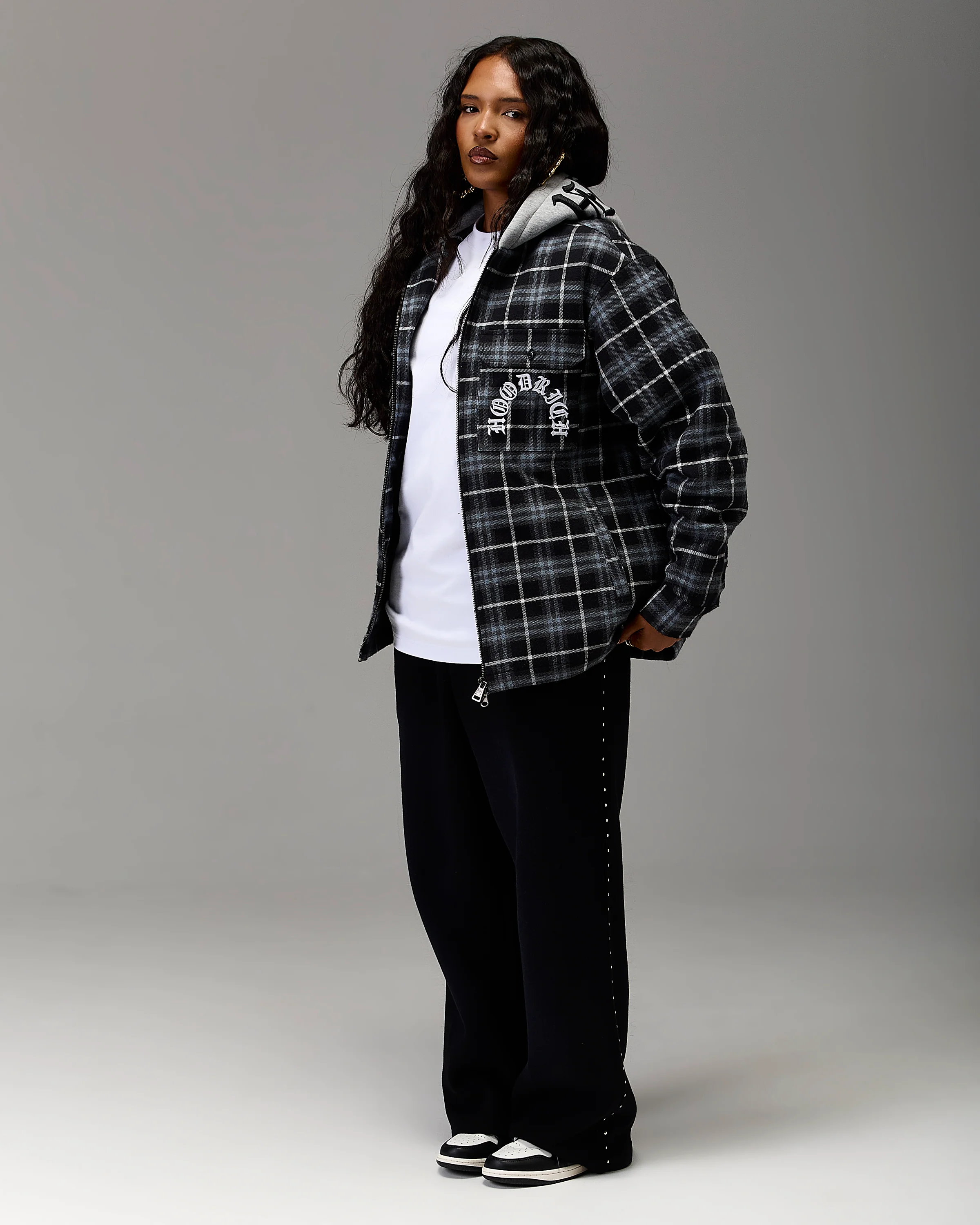 The Winner's Circle Hooded Plaid Shacket - Blue/Black - Image 11