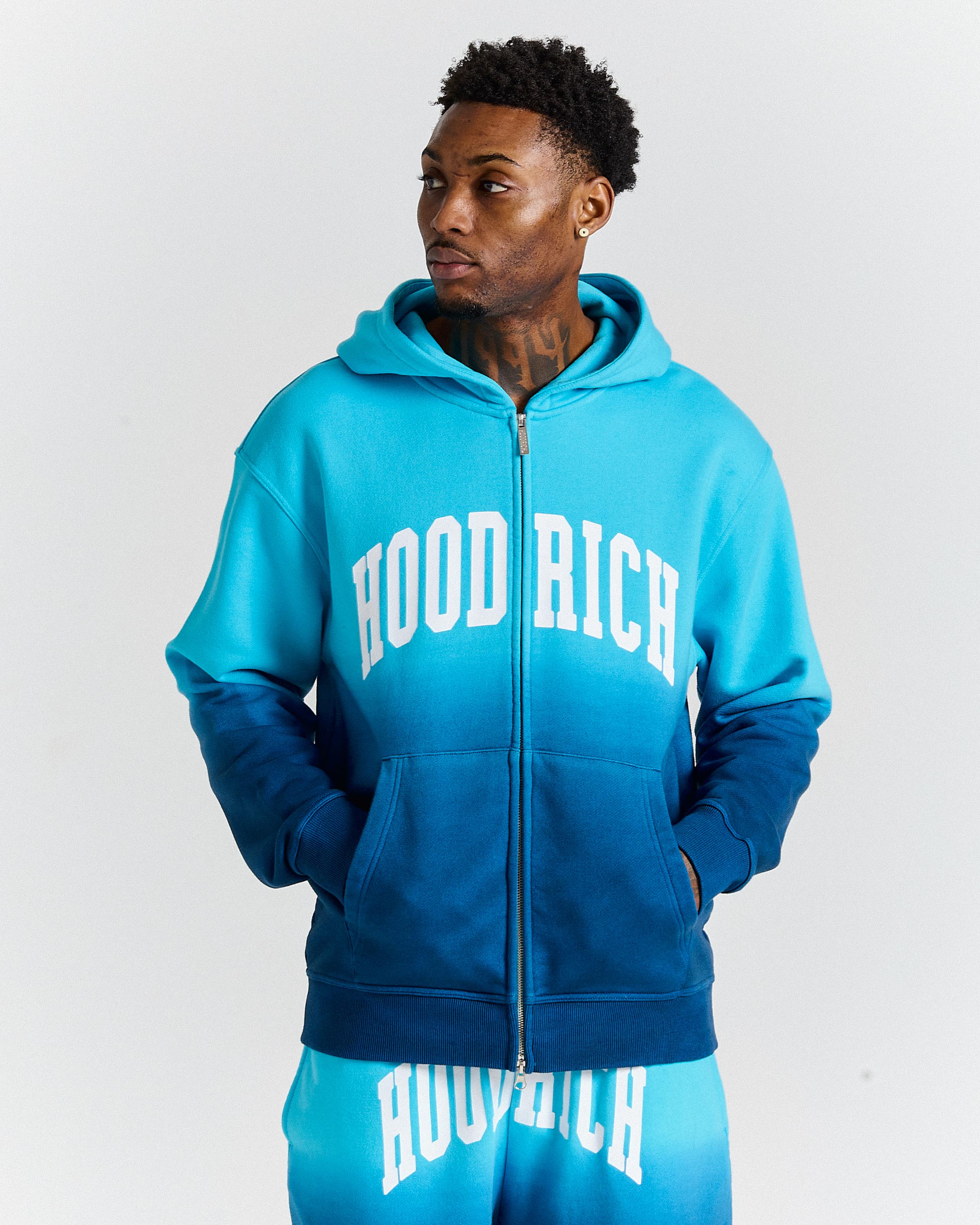 The Winner's Circle Horizon Oversized Zip Hoodie - Blue Ombre