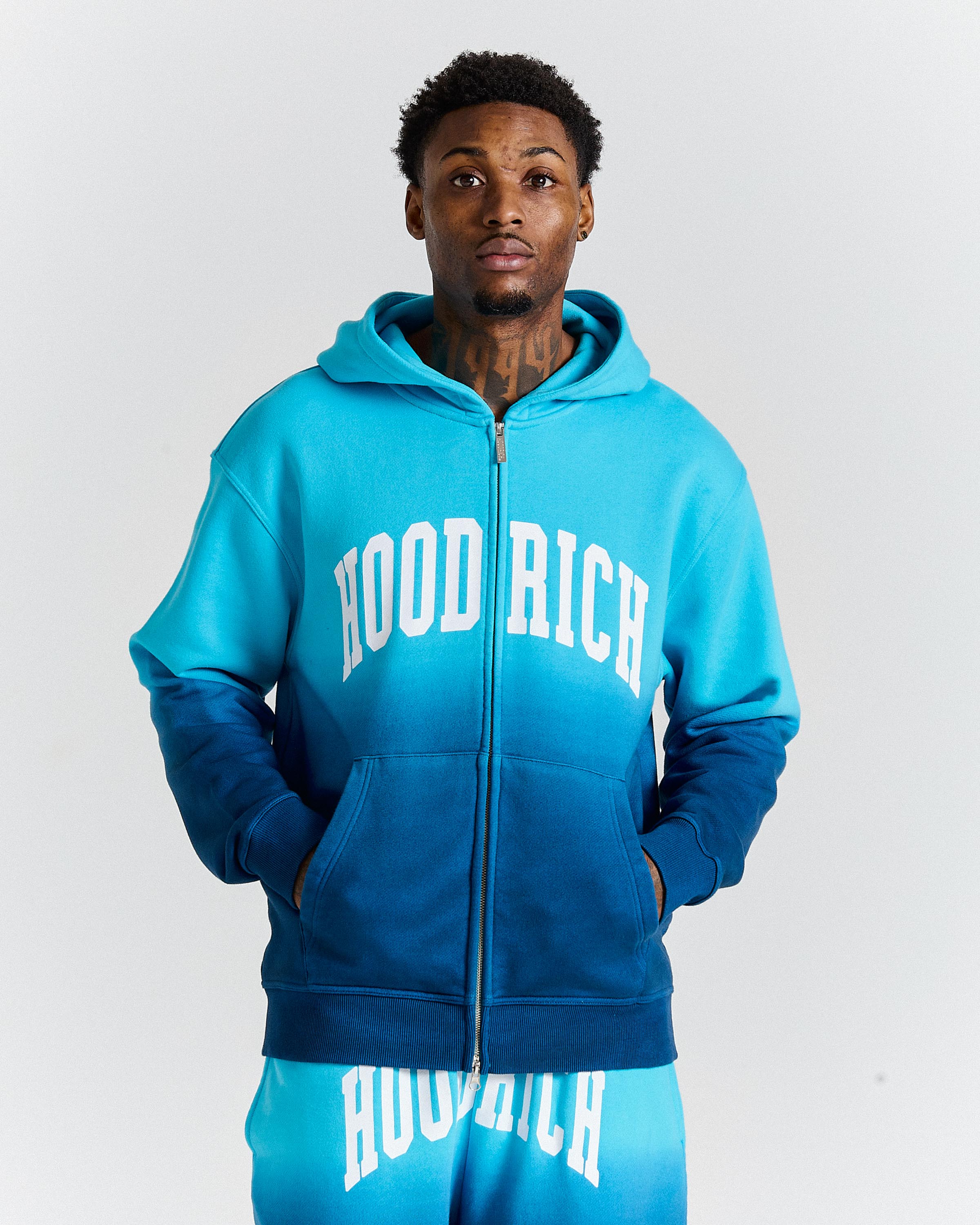 The Winner's Circle Horizon Oversized Zip Hoodie - Blue Ombre - Image 6
