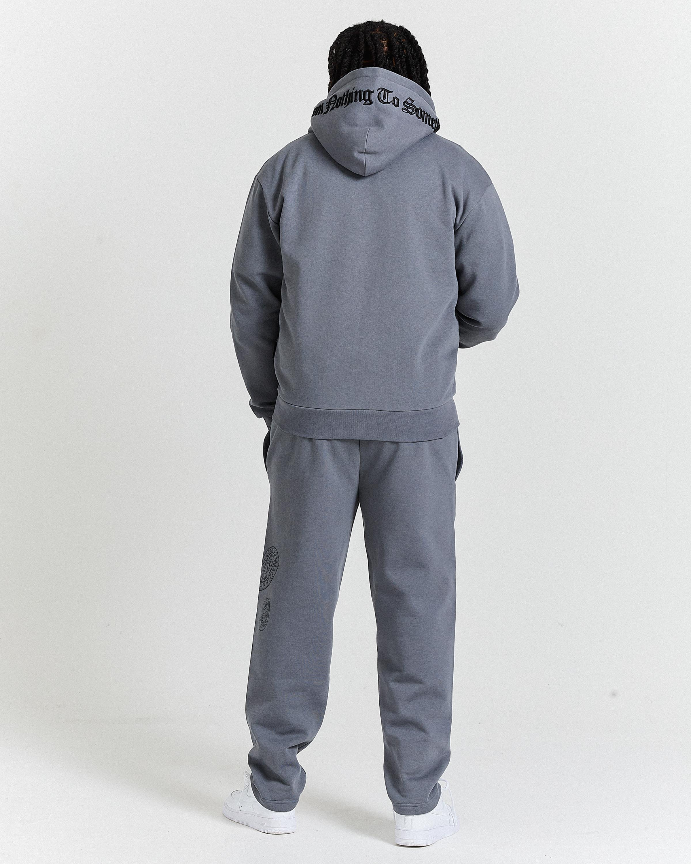 Inkline Oversized Open Hem Joggers - Grey/Black - Image 5