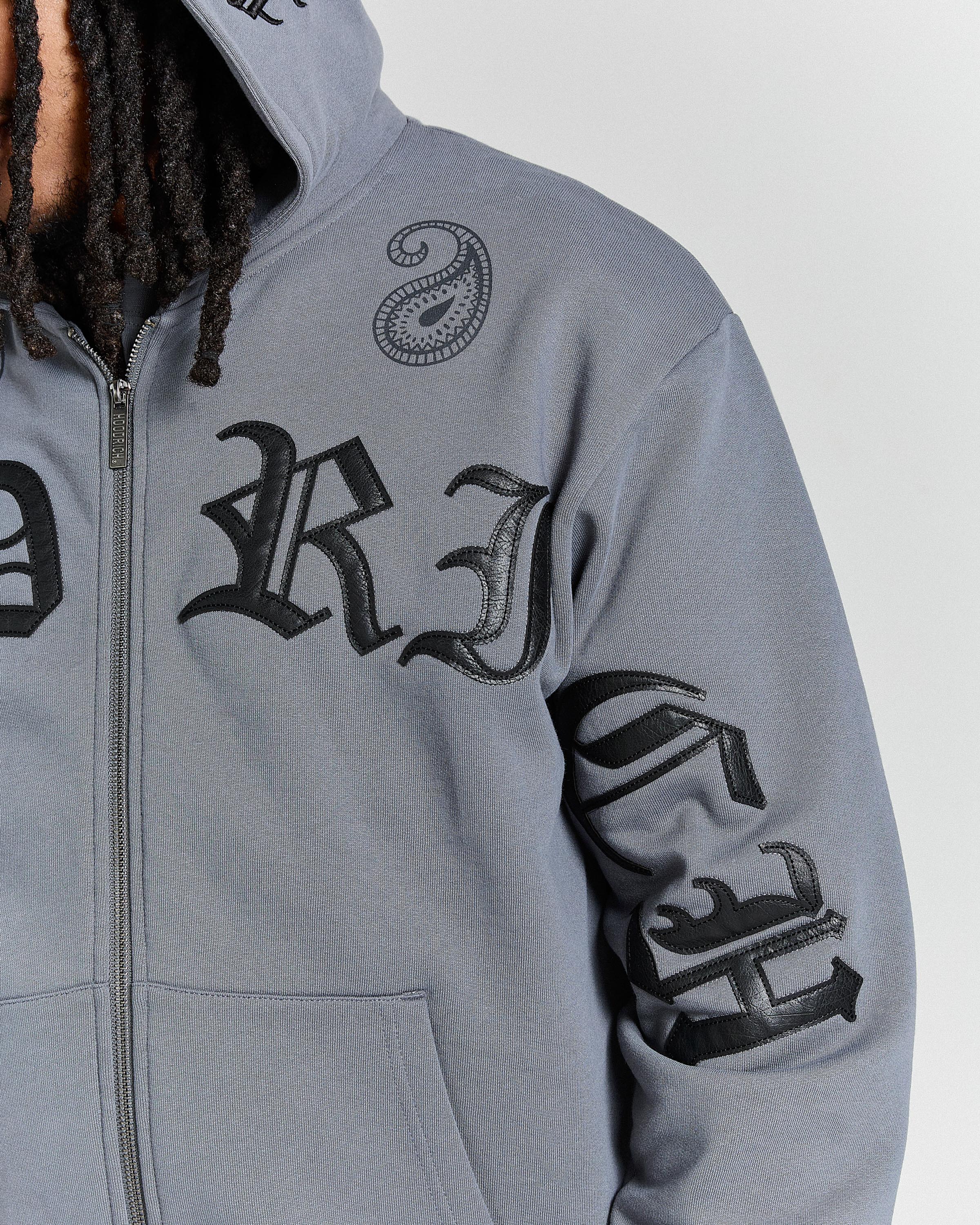 Inkline Oversized Zip Through Hoodie - Grey/Black - Image 3