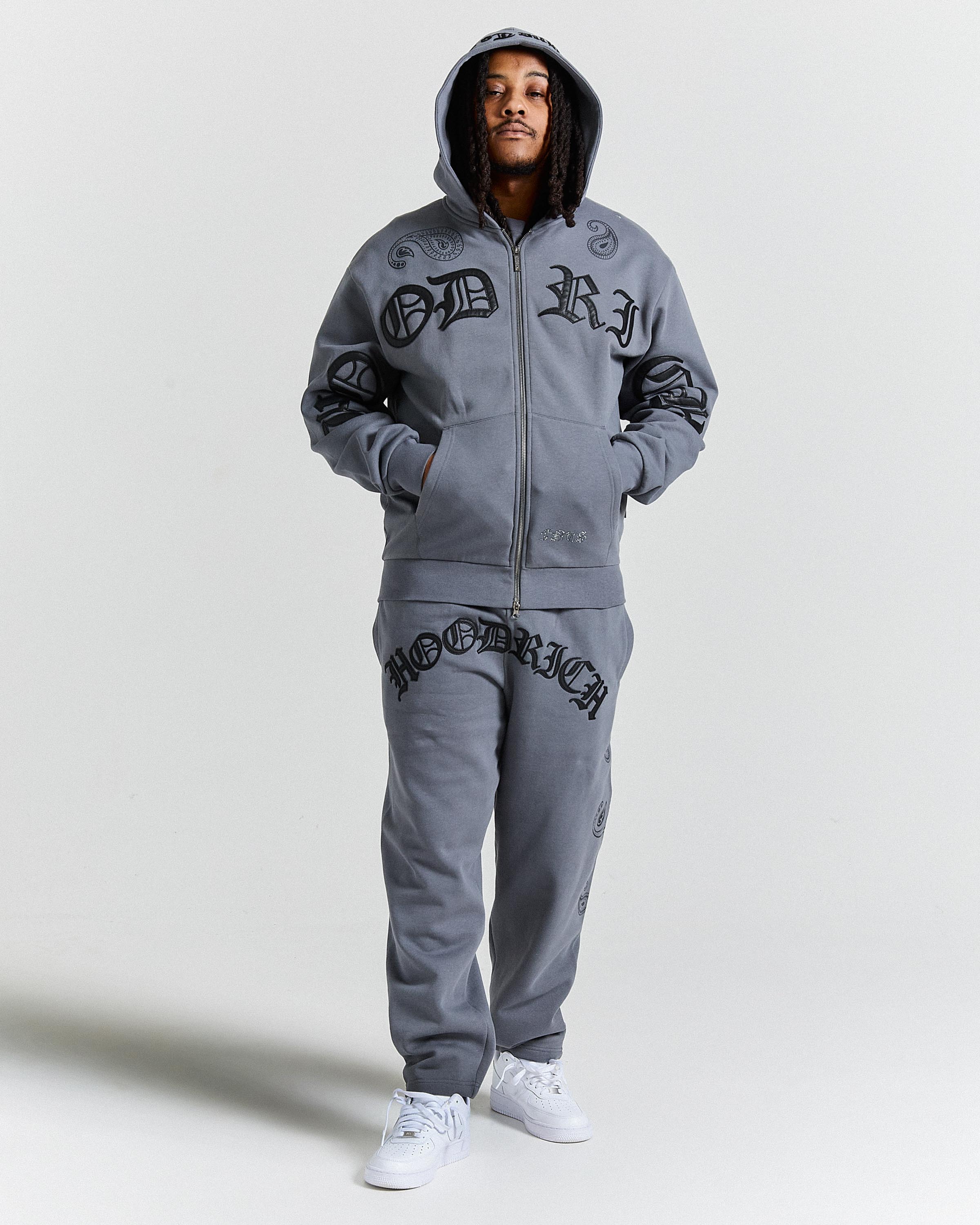 Inkline Oversized Zip Through Hoodie - Grey/Black - Image 7
