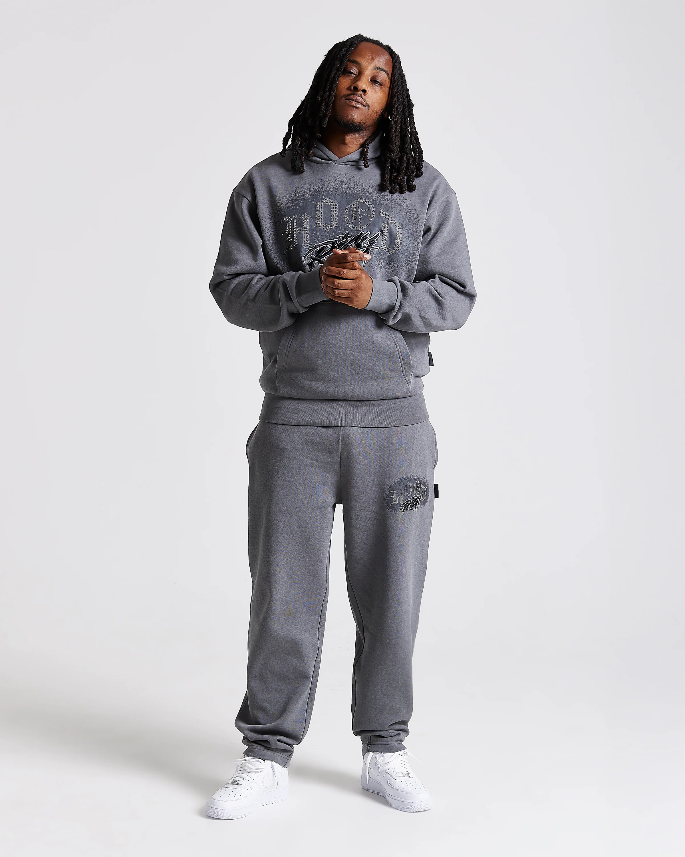 Iron Oversized Hoodie - Grey/Rhinestones - Image 6