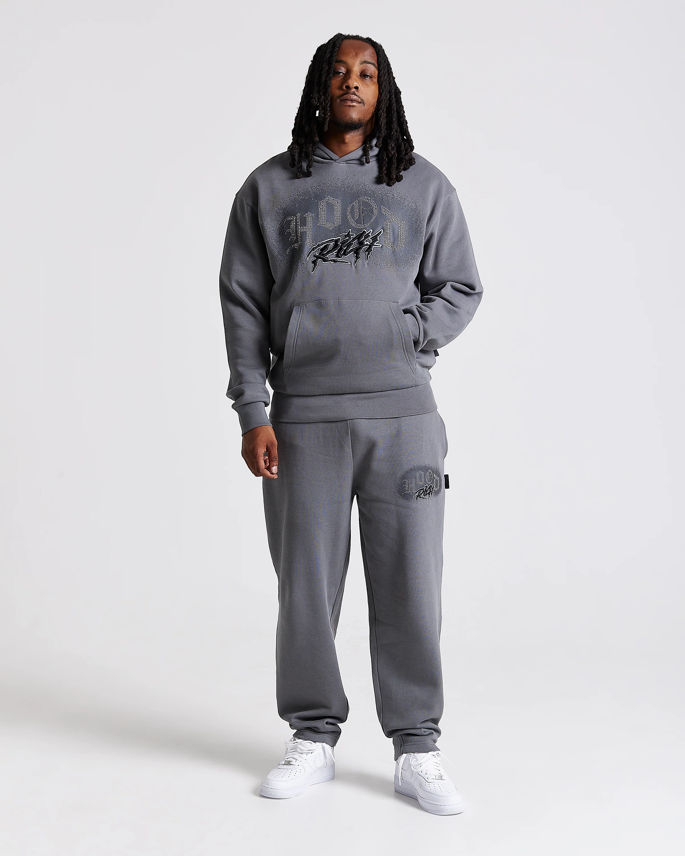 Iron Oversized Joggers - Grey/Rhinestones - Image 4