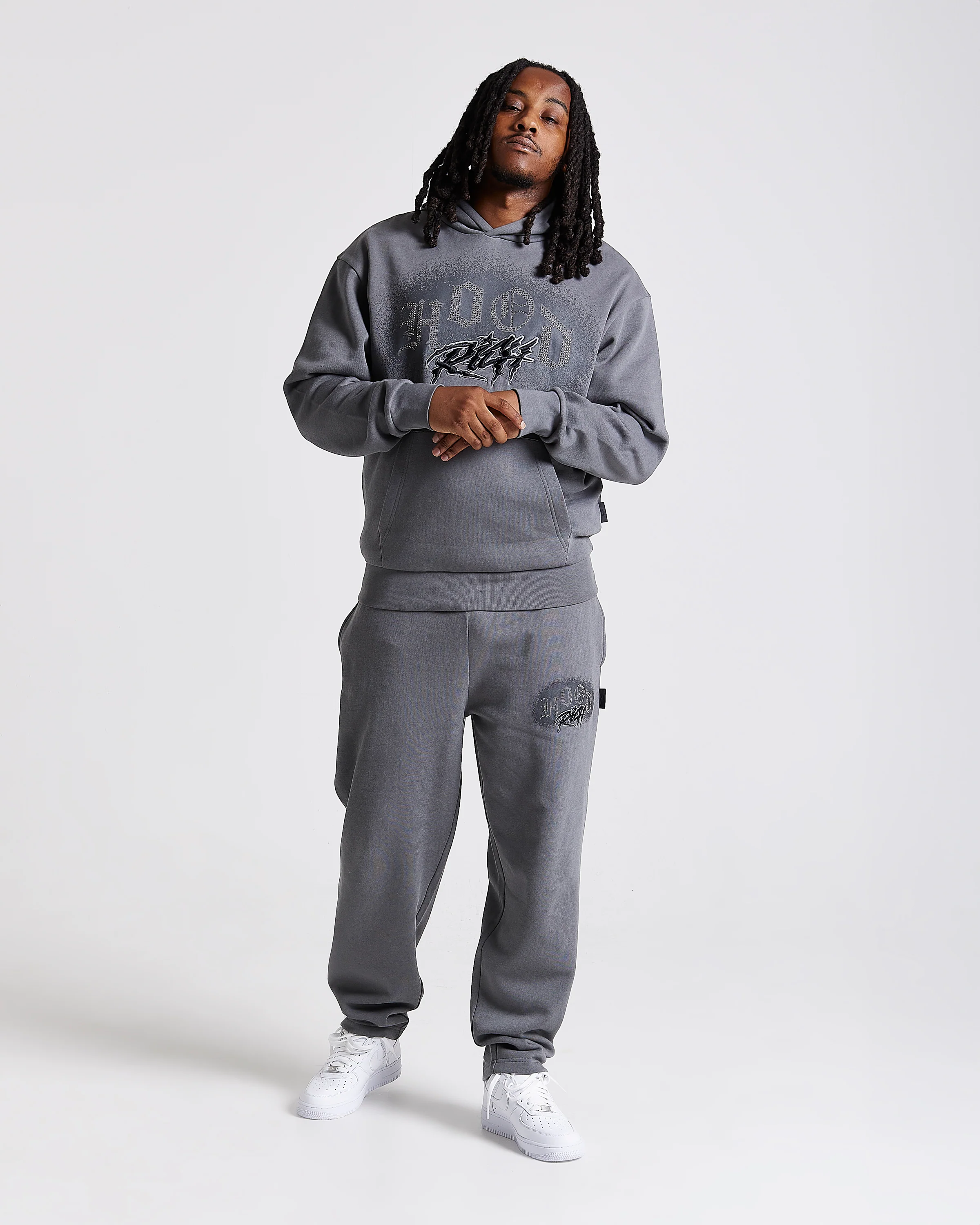 Iron Oversized Joggers - Grey/Rhinestones - Image 6
