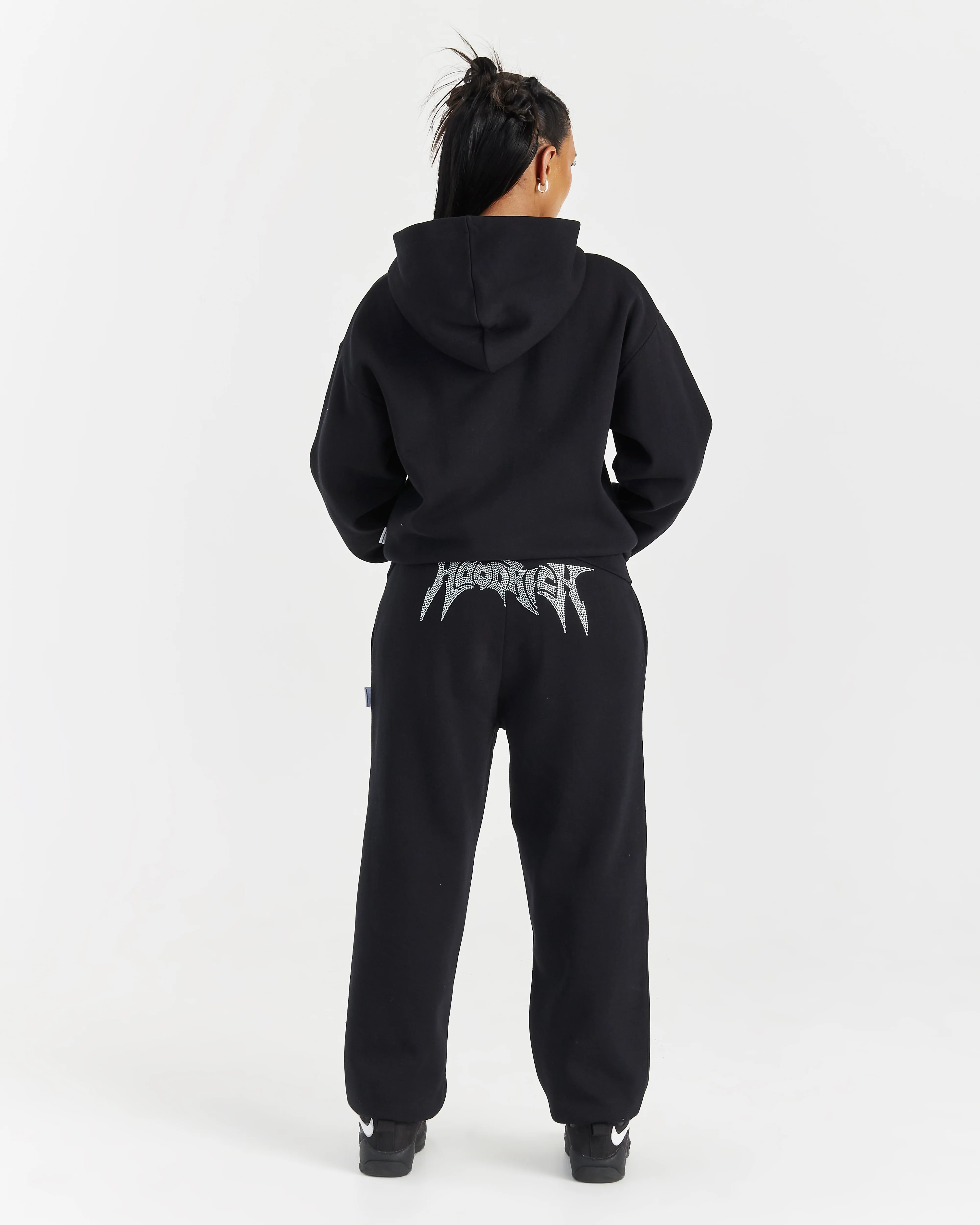 Lustre Oversized Zip Hoodie - Black/Rhinestone - Image 7