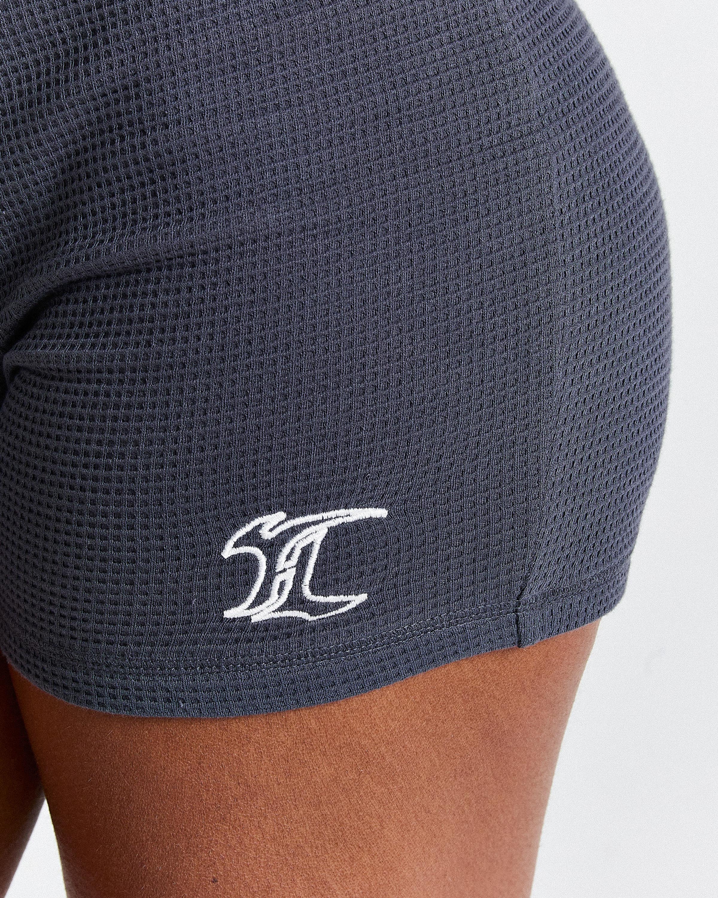 Luz Waffle Mini Cycling Shorts - Dark Grey/White - Image 8