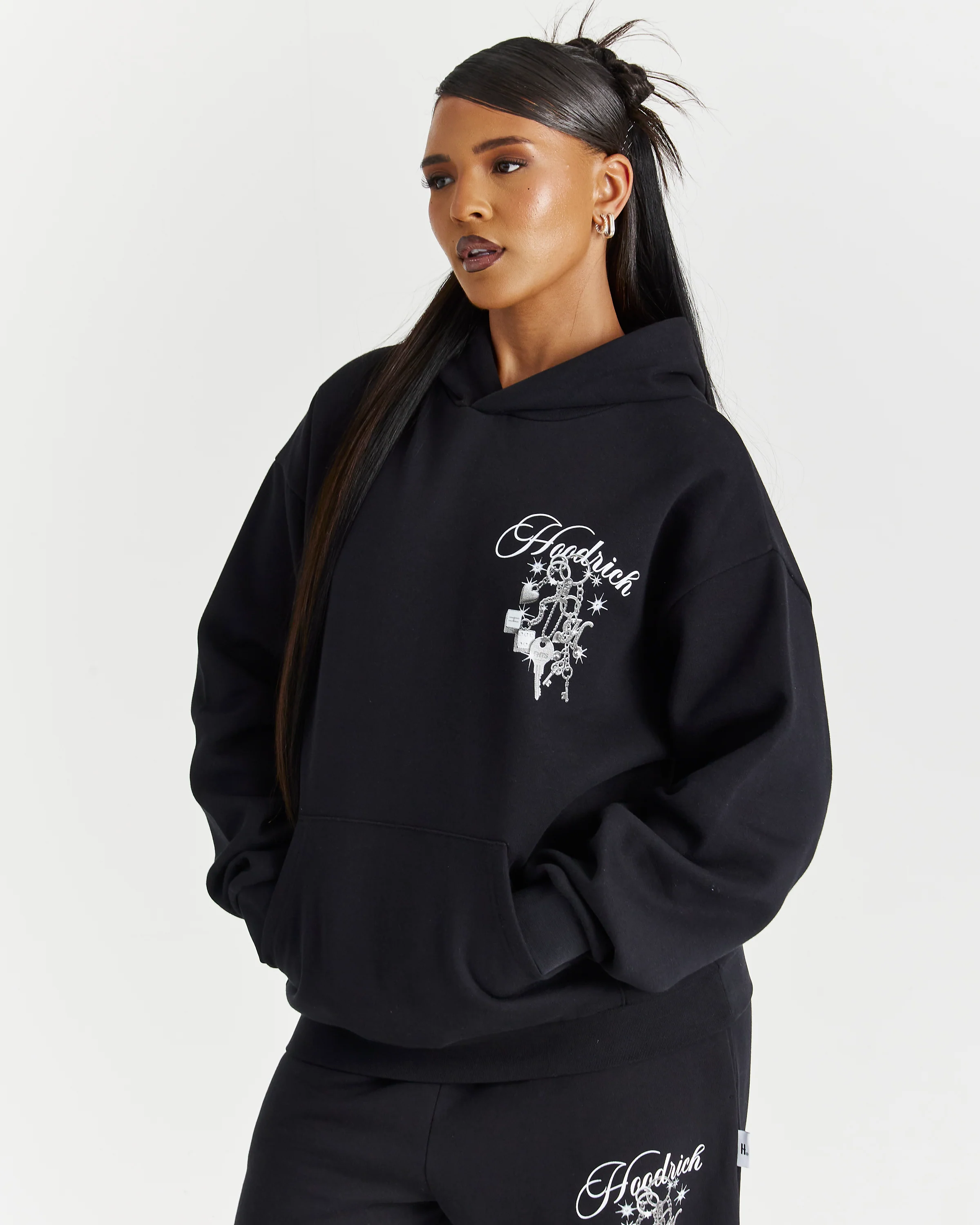 Lyra Oversized Hoodie - Black/Rhinestone/Pink - Image 4