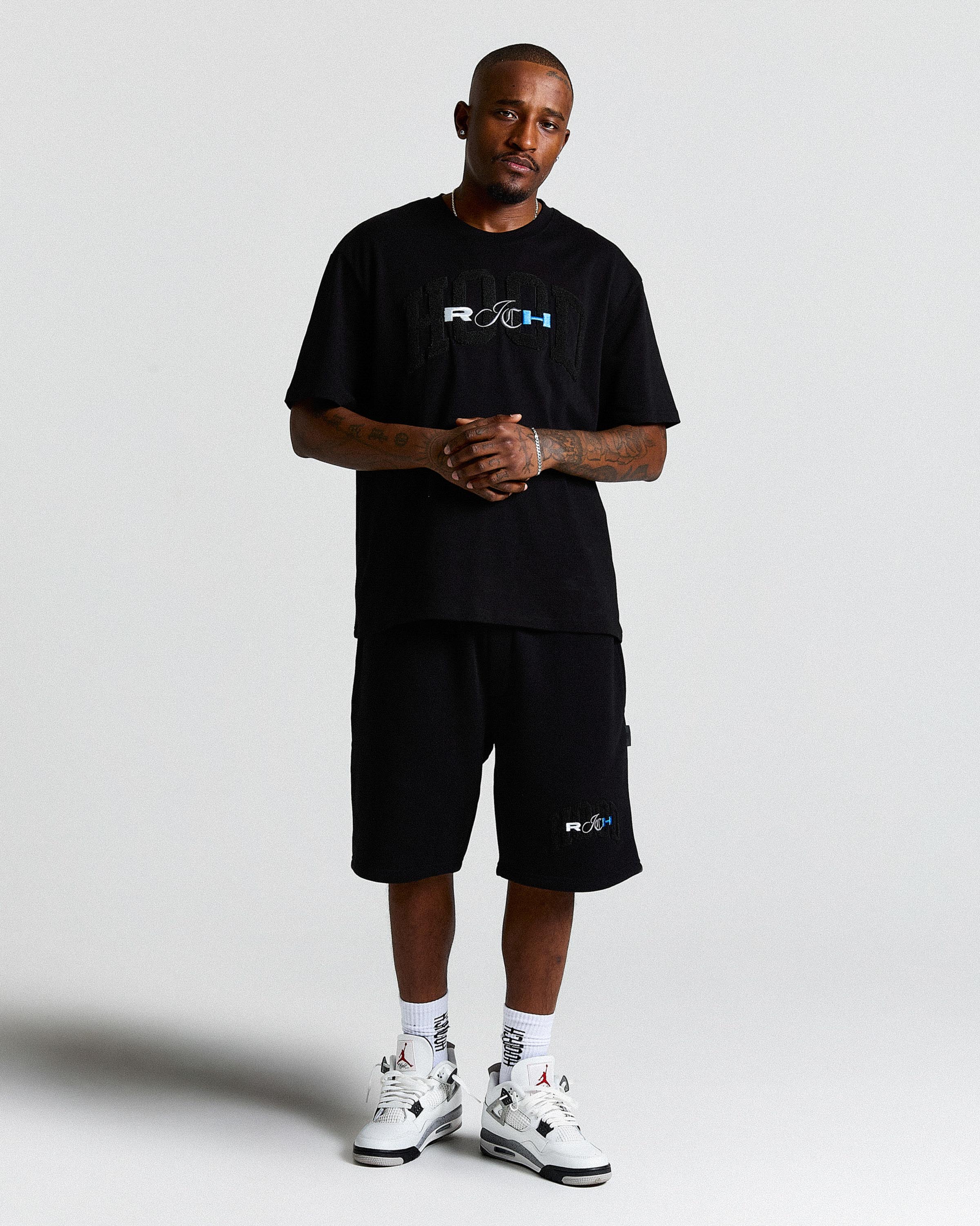 Merit Oversized Shorts - Black/Blue - Image 3
