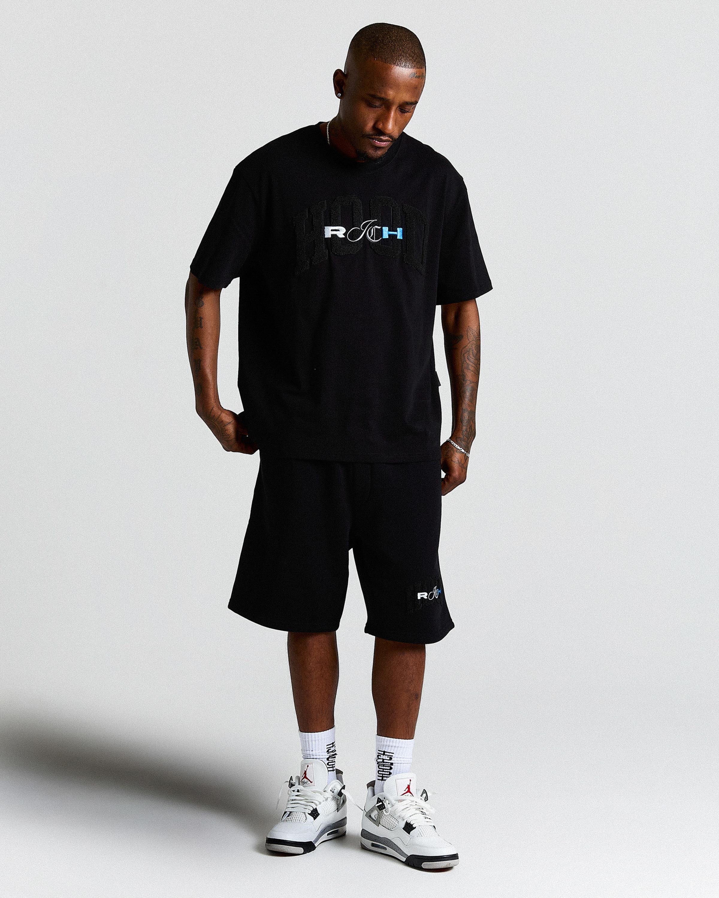 Merit Oversized T-Shirt - Black/Blue - Image 7