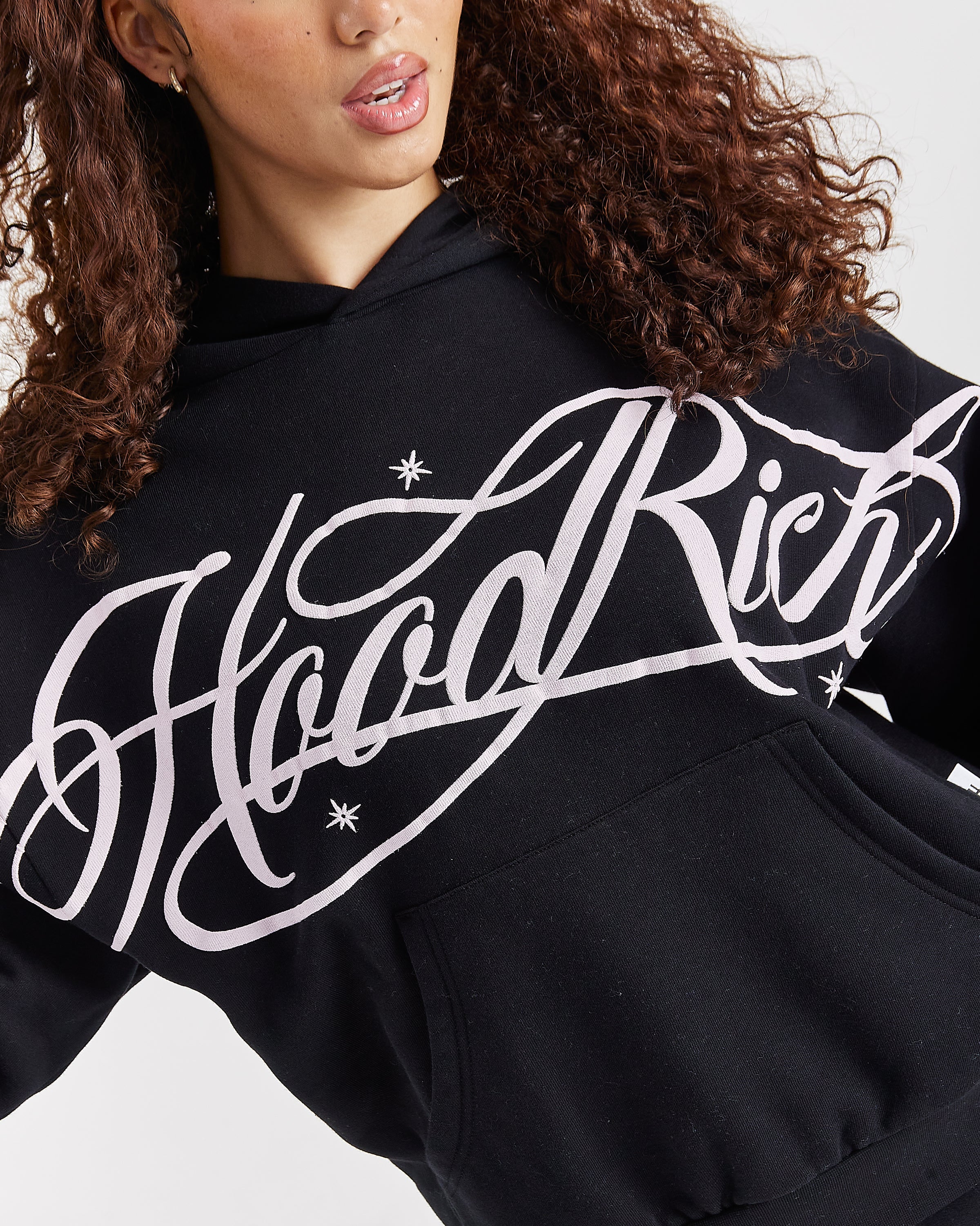 Solace Mid Length Hoodie - Black/Pink - Image 3