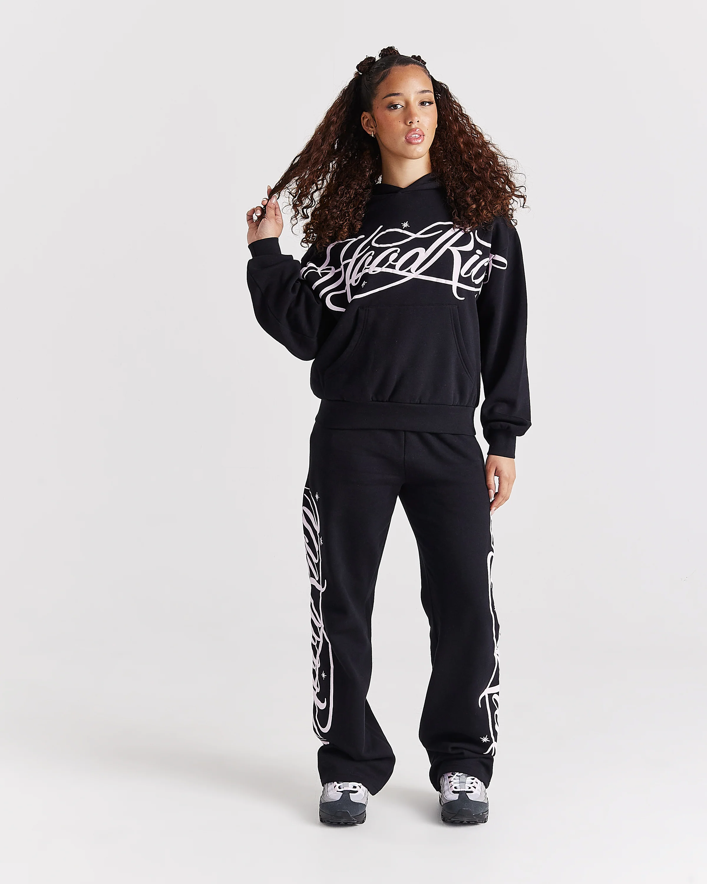 Solace Mid Length Hoodie - Black/Pink - Image 4