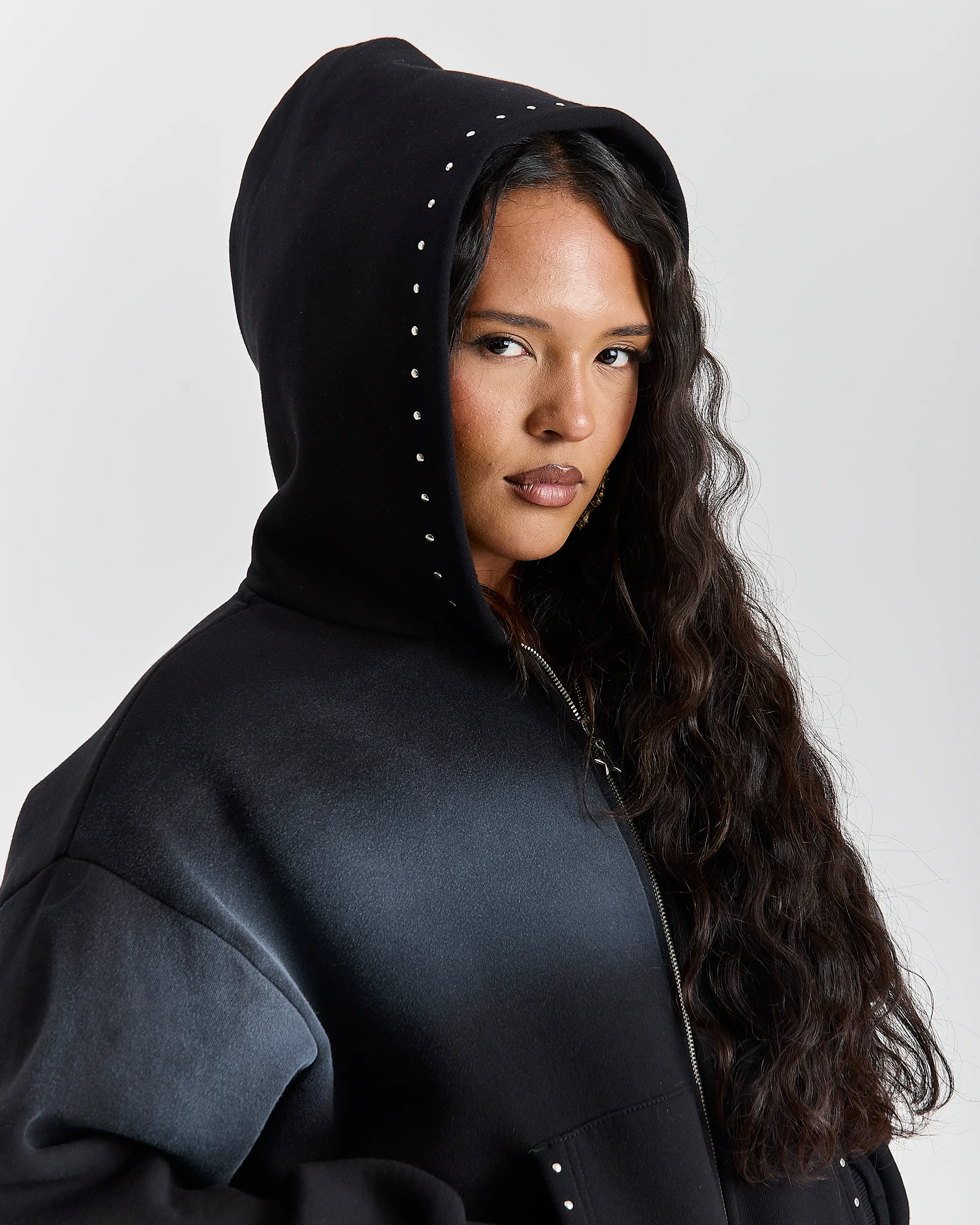 The Winner's Circle Aspen Mid Length Zip Hoodie - Black Wash - Image 3