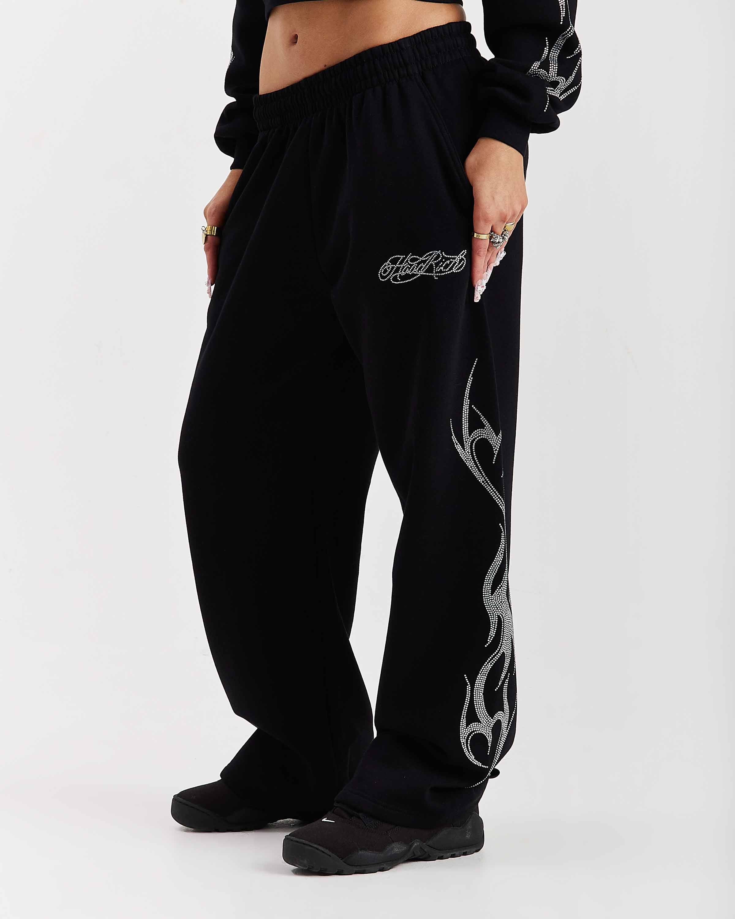 Morpho Oversized Wide Leg Joggers - Black/Silver - Image 5
