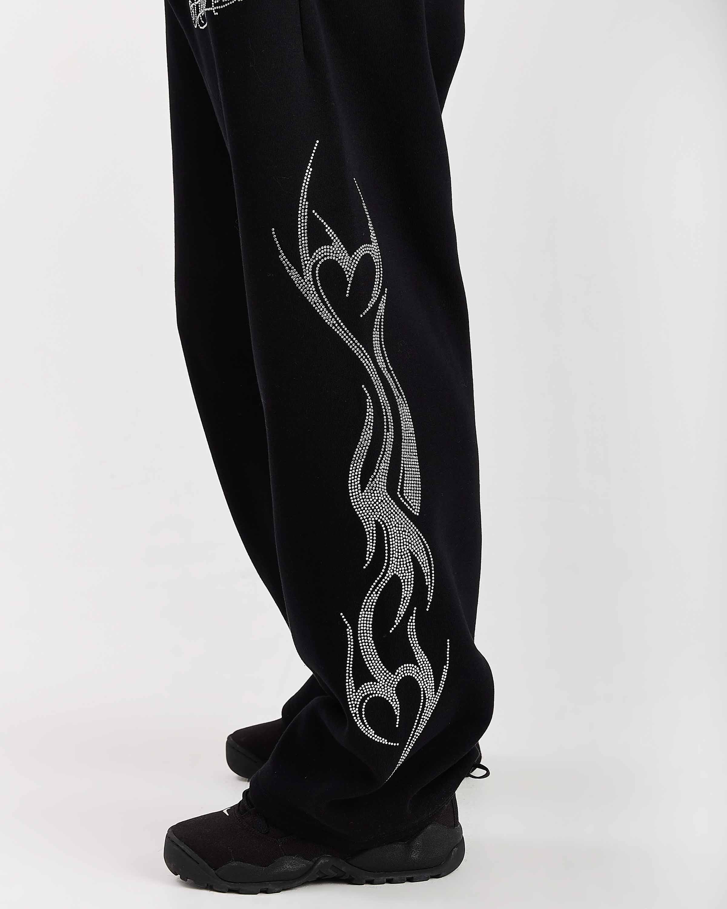 Morpho Oversized Wide Leg Joggers - Black/Silver - Image 6